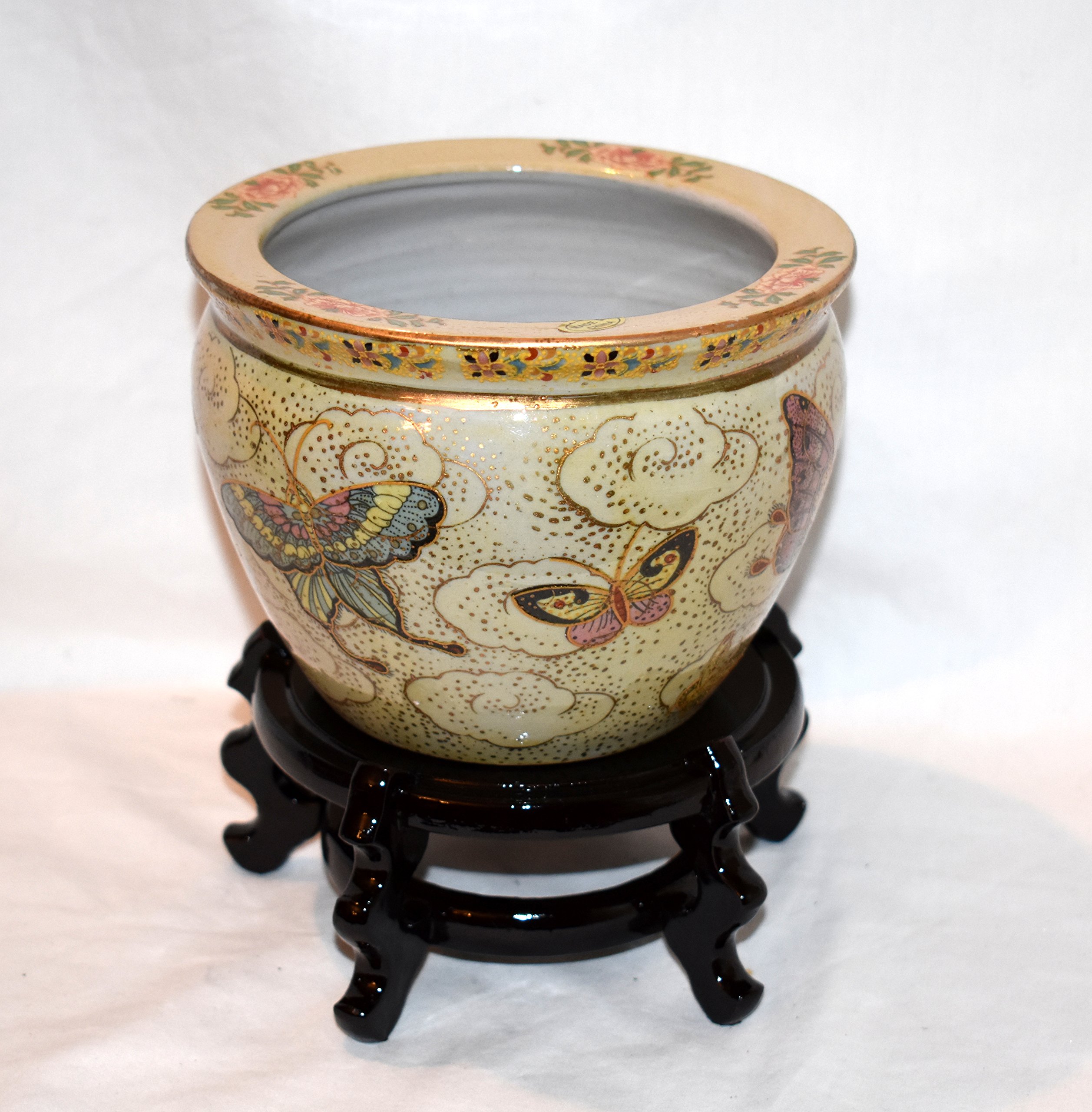 Buy New 6" Oriental Colorful Butterflies Butterfly Fish Bowl Jardiniere