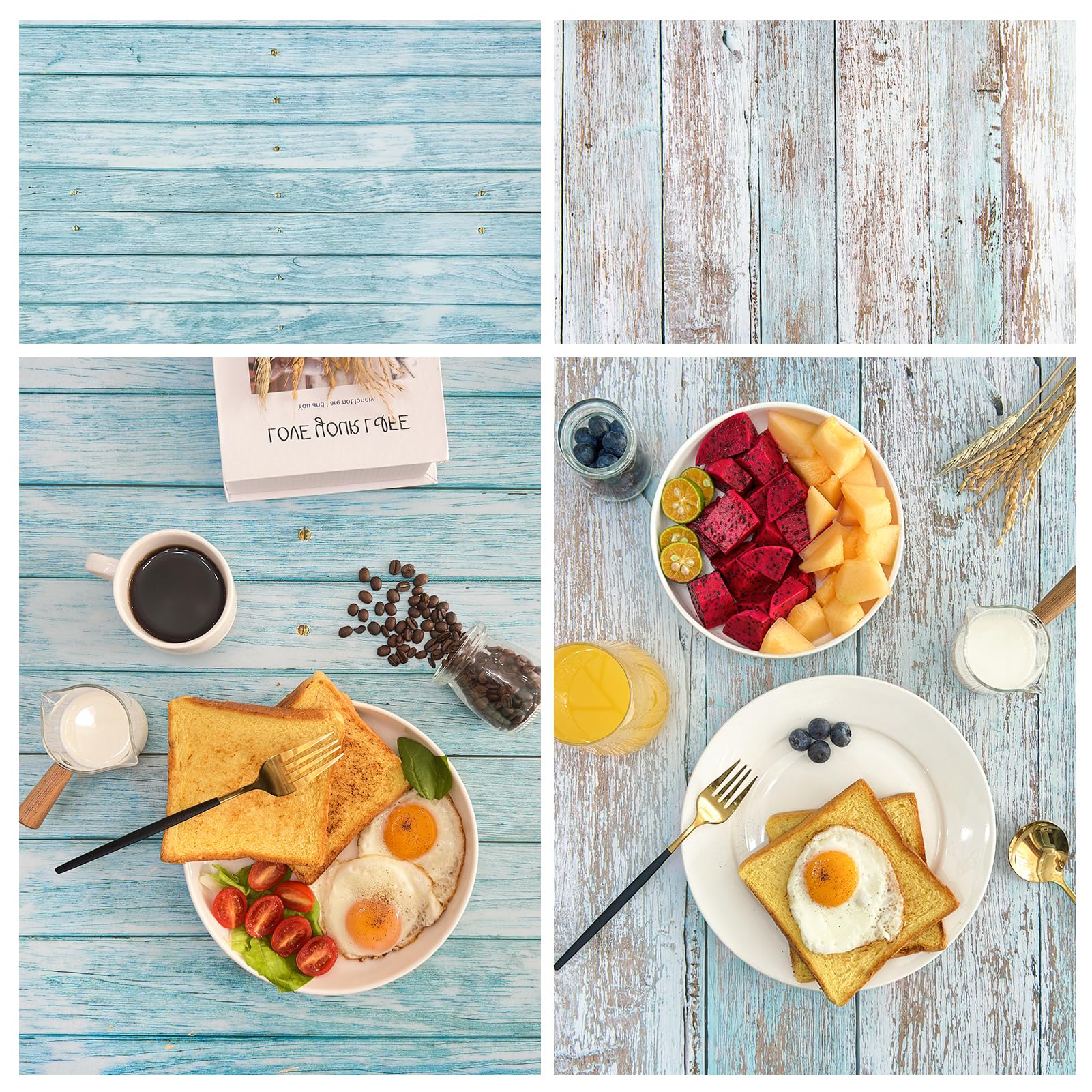 Paquete de papel de fondo de fotografía con 6 patrones de colores de doble cara de 22 x 35 pulgadas, telón de fondo impermeable de tamaño completo para maquillaje de alimentos y fotografía de