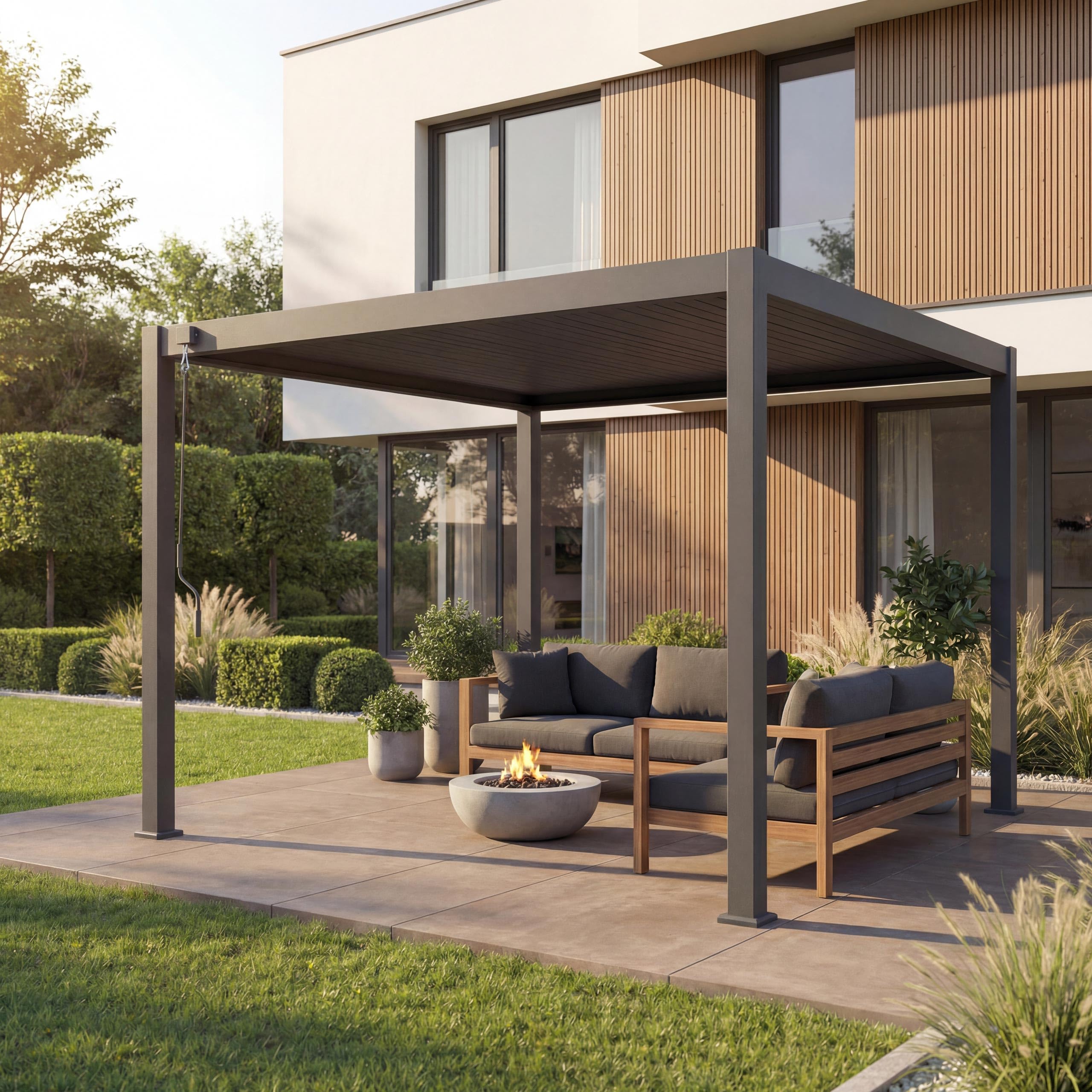 Alu Pergola HWC-N94 Lamellen-Pavillon Terrassenüberdachung