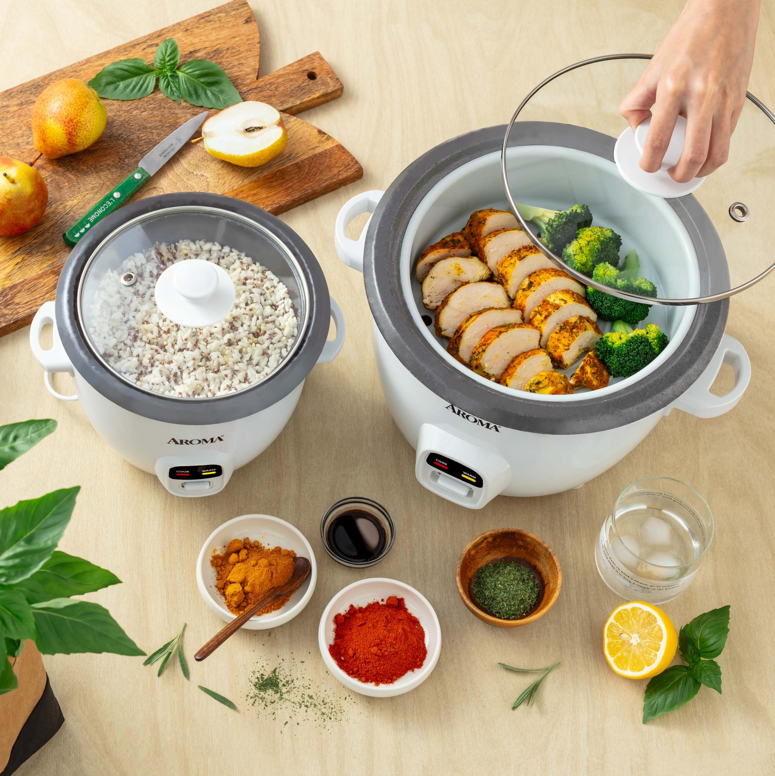 AROMA® 20 tazas (cocida) olla de arroz con un toque y vapor de alimentos con calentamiento automático | 10 tazas sin cocer, 20 tazas cocidas (ARC-390NGP)