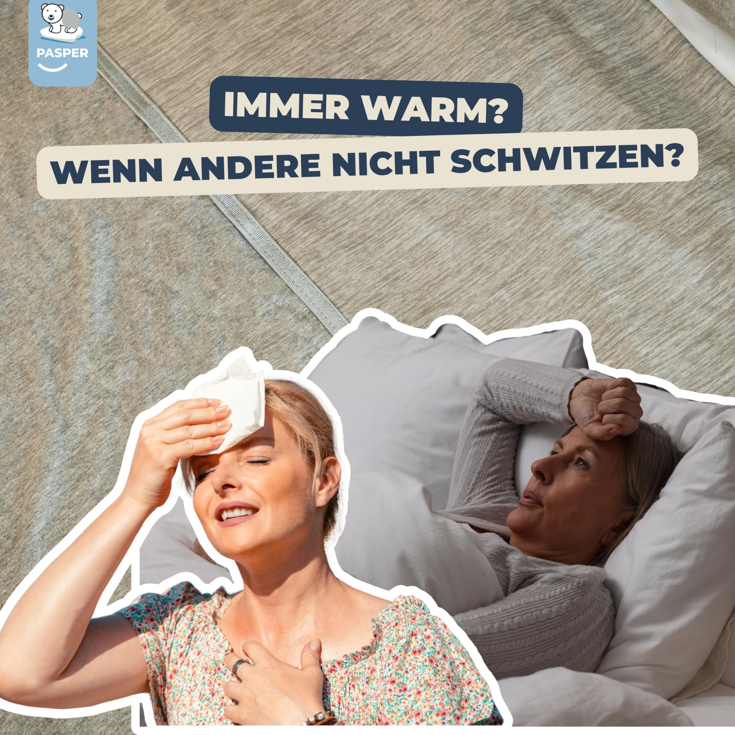 Pasper Kühldecke 150 x 200 cm - Selbstkühlende Sommerdecke für Menschen - Kalte Decke für den Sommer - Kühldecken Bett reduziert die Temperatur um 2 bis 5 Grad