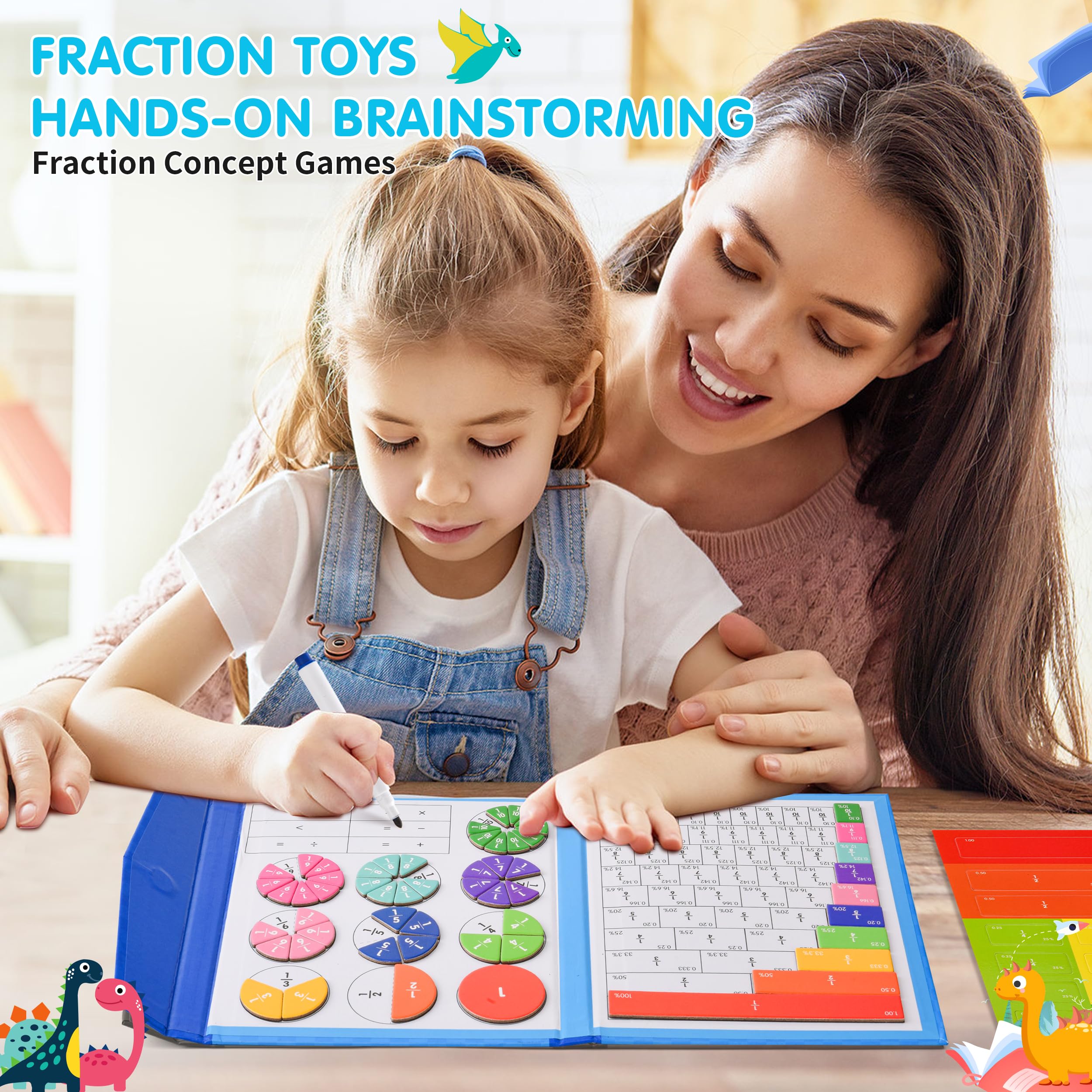 Jeu Magnétique De Fractions YAOZUP - Puzzle Éducatif Montessori Avec Livre Et Stylo, Idéal Dès 7 Ans