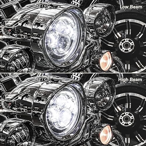 Miniatura 5 de TRUE MODS Faro delantero LED de 7" para Harley Davidson [Acabado cromado] Convertidores H4 Plug and Play para Road King Electra Glide Ultra Classic