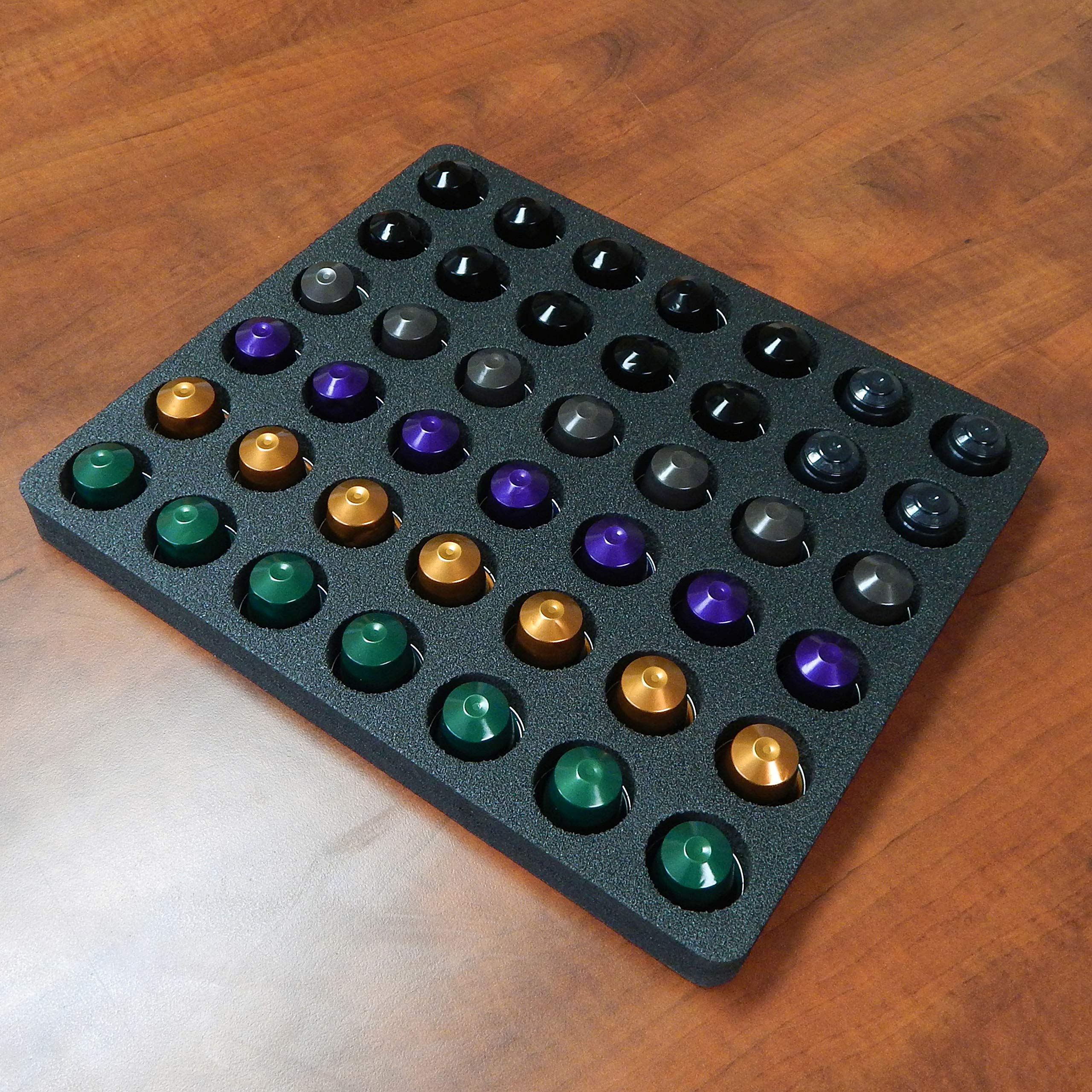 Polar Whale Espresso Capsule Storage Organizer Slim Tray Drawer Insert for Kitchen Home Office Waterproof 11.25 X 13.1 Inches Holds 42 Compatible with Nespresso Original Originalline