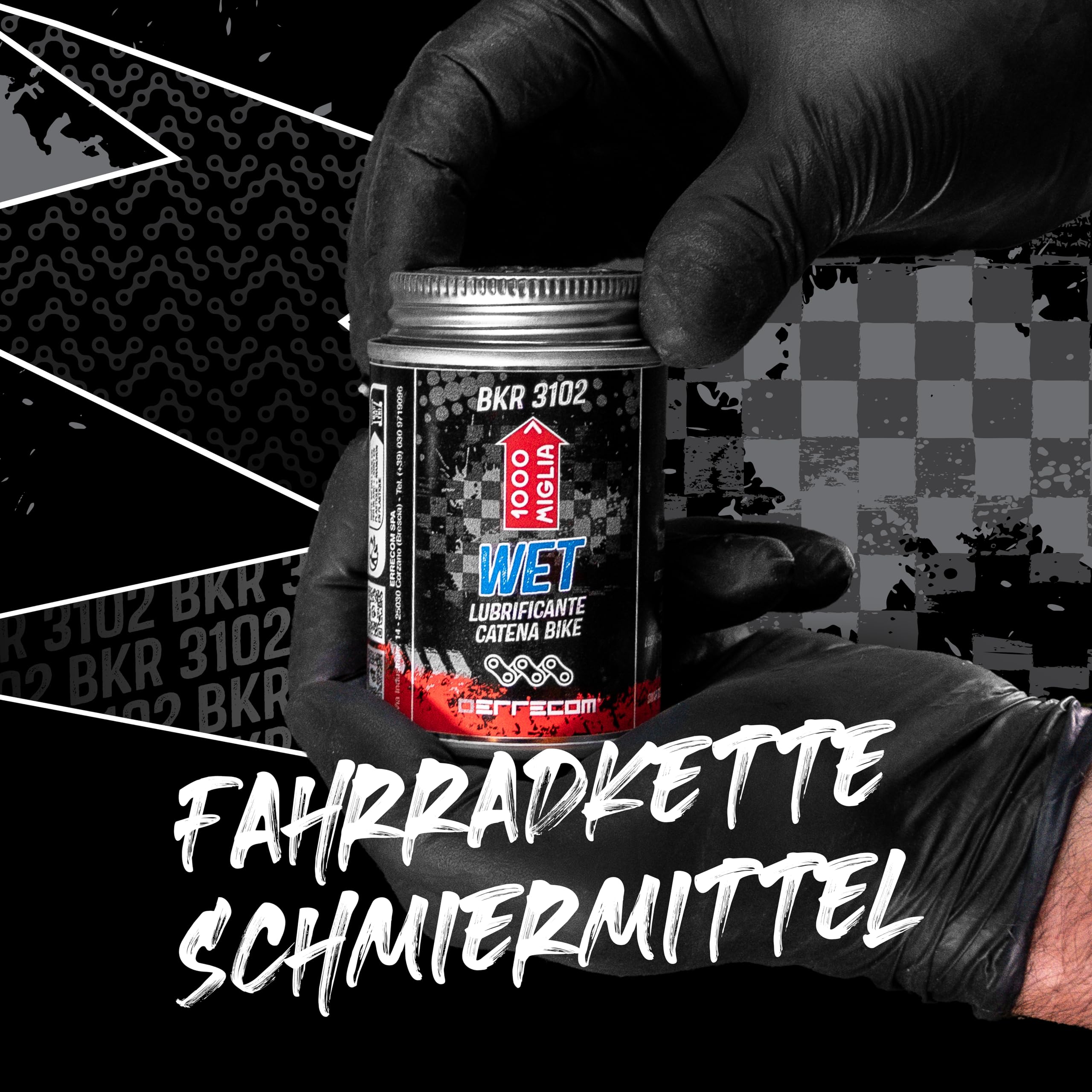 Errecom BKR 3102 Fahrradkette Schmiermittel Wet - 900 ml, für Nasse, Feuchte und Schlammige Bedingungen, All-In-One mit Pinsel enthalten