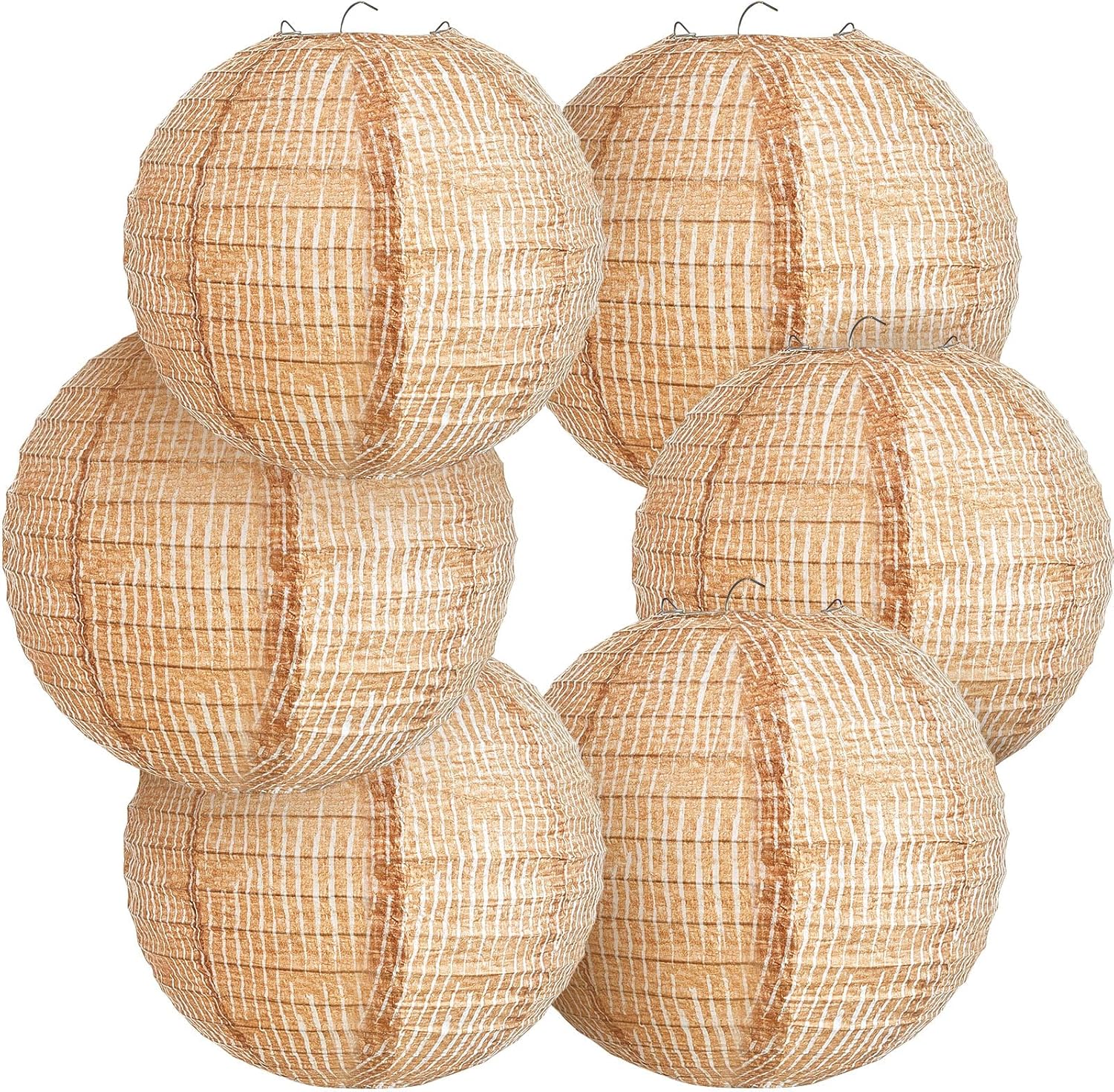 Hortsun 24 Pcs Print Burlap Paper Lanterns Round Chinese Paper Lanterns Farmhouse Boho Classroom Decor Home Sweet Classroom Birthday Party Ceremonial Event (8 Inch)