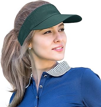 Solaris Wide Brim Sun Visor Sports Twill Plain Hat, Adjustable Strap for Men Women Outdoor Golf Tennis Running Hiking