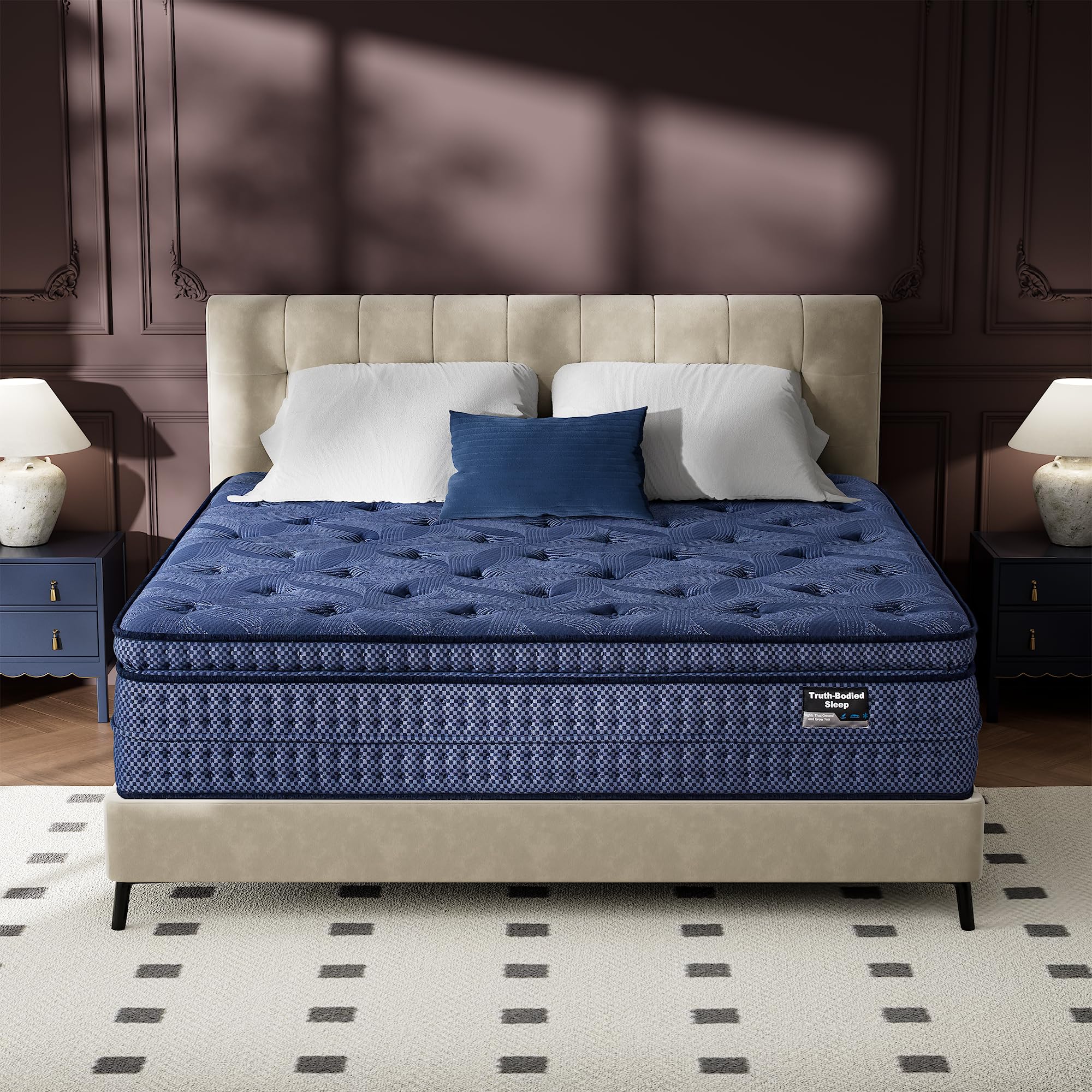 SURLUNKEYS Queen Blue Hybrid Mattress