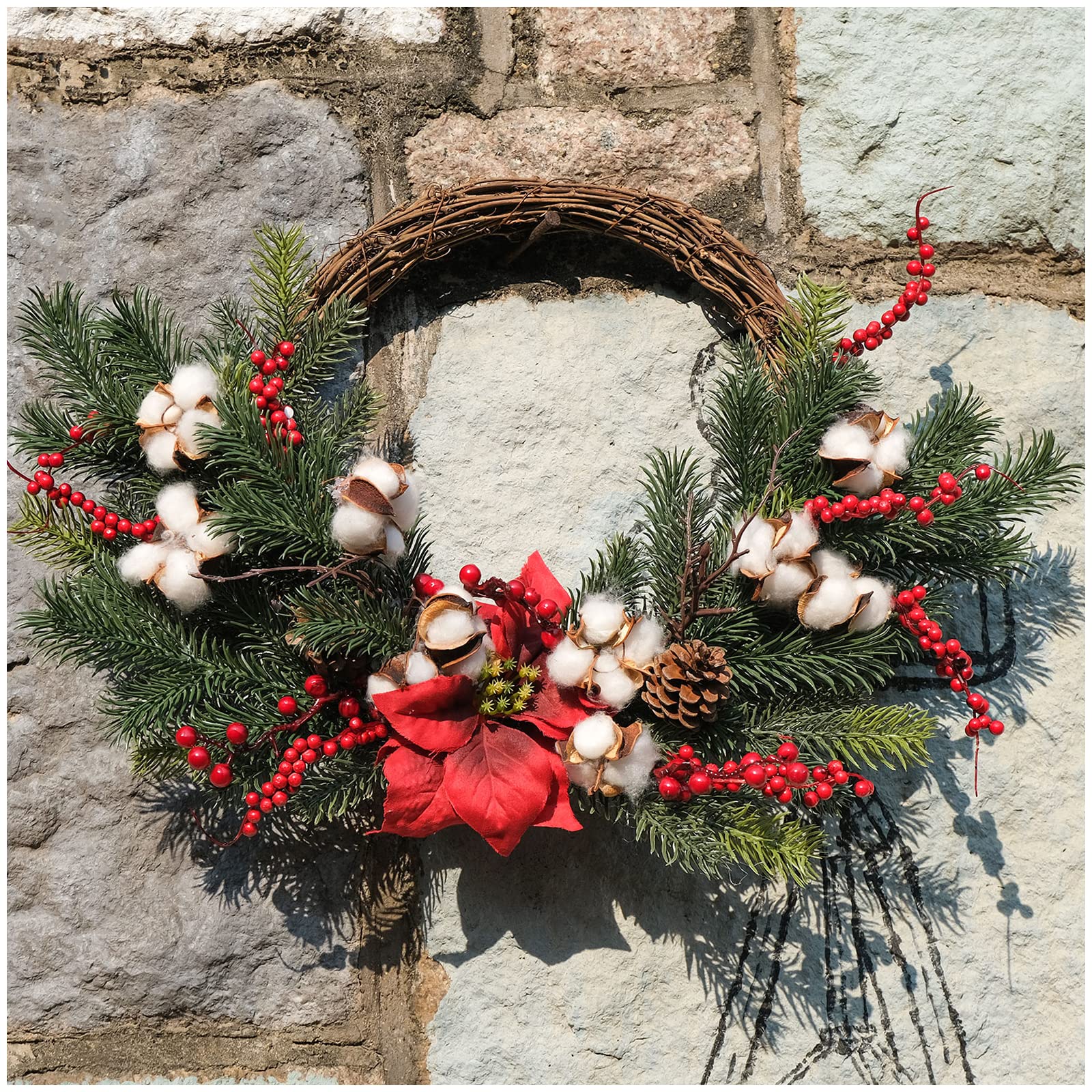Romcaper Half Christmas Wreaths with Mistletoe Red Berry and 