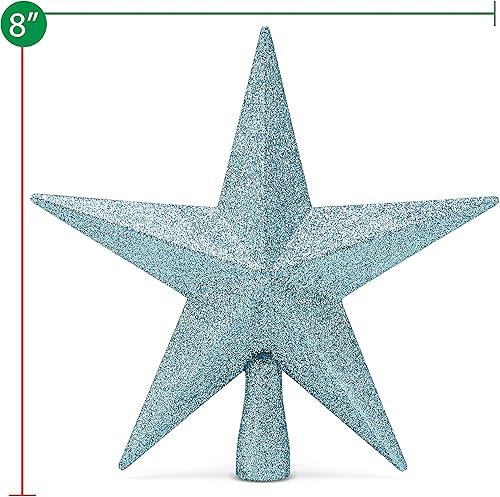 Miniatura 5 de Ornativity Decoración para árbol de estrella con purpurina, decoración navideña azul Tiffany para árbol de Navidad, decoración de árbol de estrellas