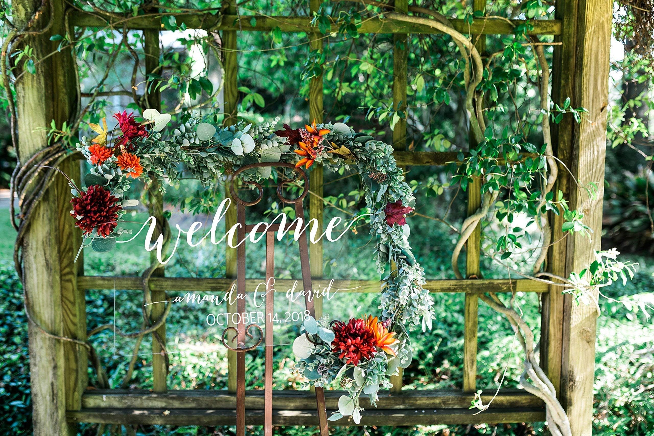 Clear Glass Look Wedding Welcome Acrylic Custom Modern Sign Personalized for Display