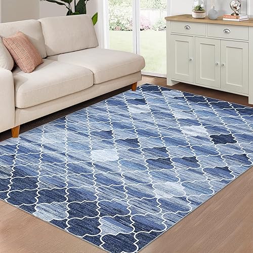 Alfombra marroquí moderna lavable a máquina de 5 x 7 pies, para sala de estar, dormitorio, geométrica, contemporánea, antideslizante, resistente a