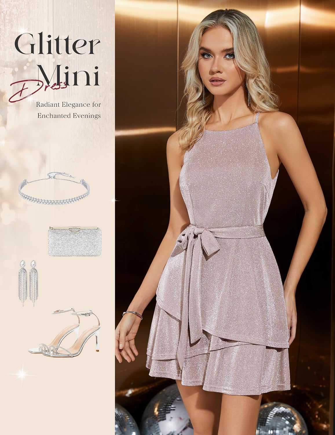 Wedtrend Sparkly Homecoming Dresses for Teens Aline Cocktail Dress Halter 80s Prom Dress for Women