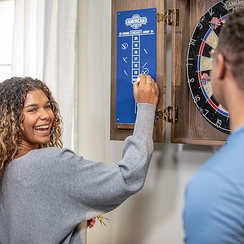 Miniatura 5 de American Legend Charleston - Juego de dardos de madera maciza con cerdas de madera maciza, incluye diana de 18 pulgadas y 6 dardos de punta de acero