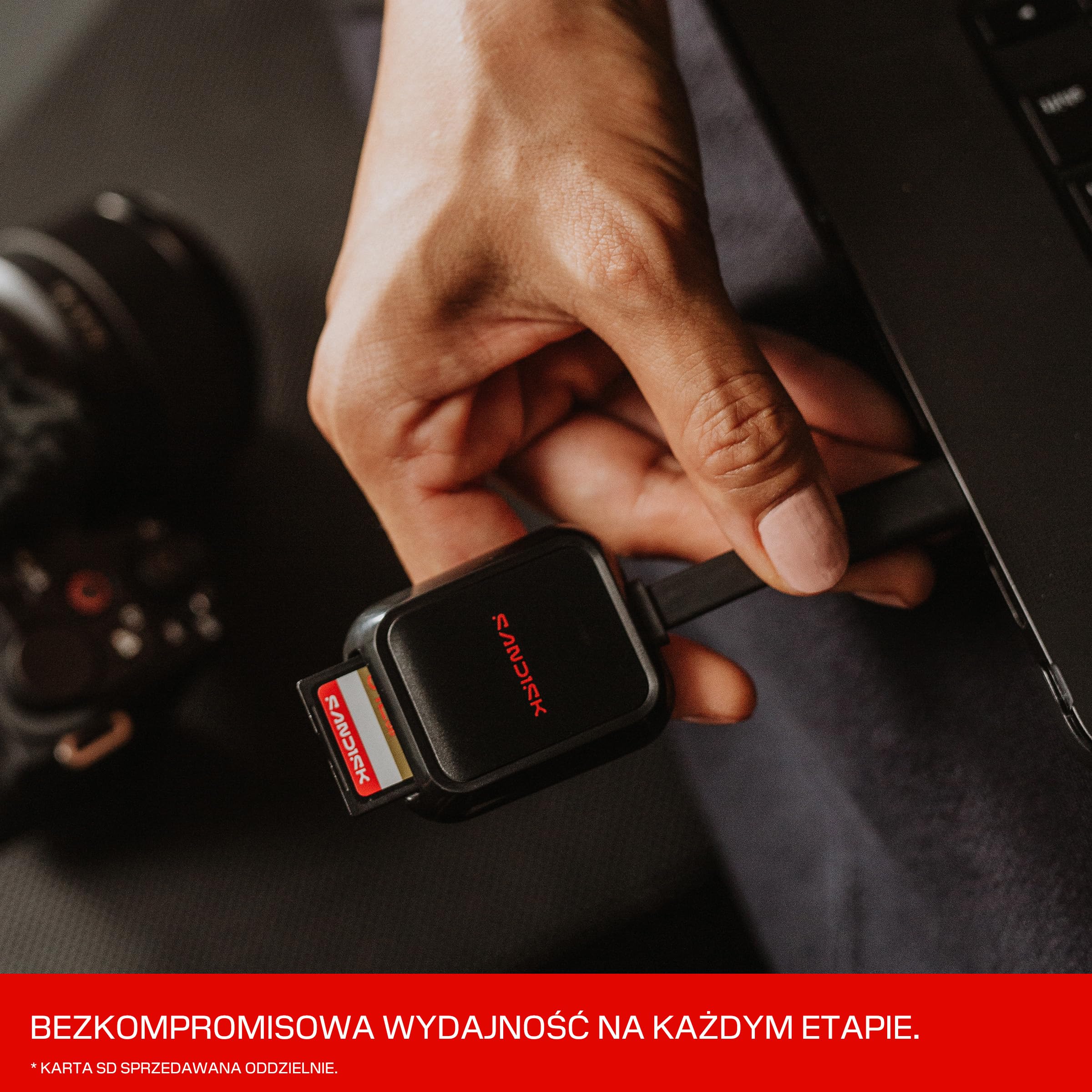 SANDISK QuickFlow Karta SD z czytnikiem USB-C z możliwością zapisu, USB 3.2 Gen 1, kompatybilna z wieloma kartami SD UHS-I i UHS-II