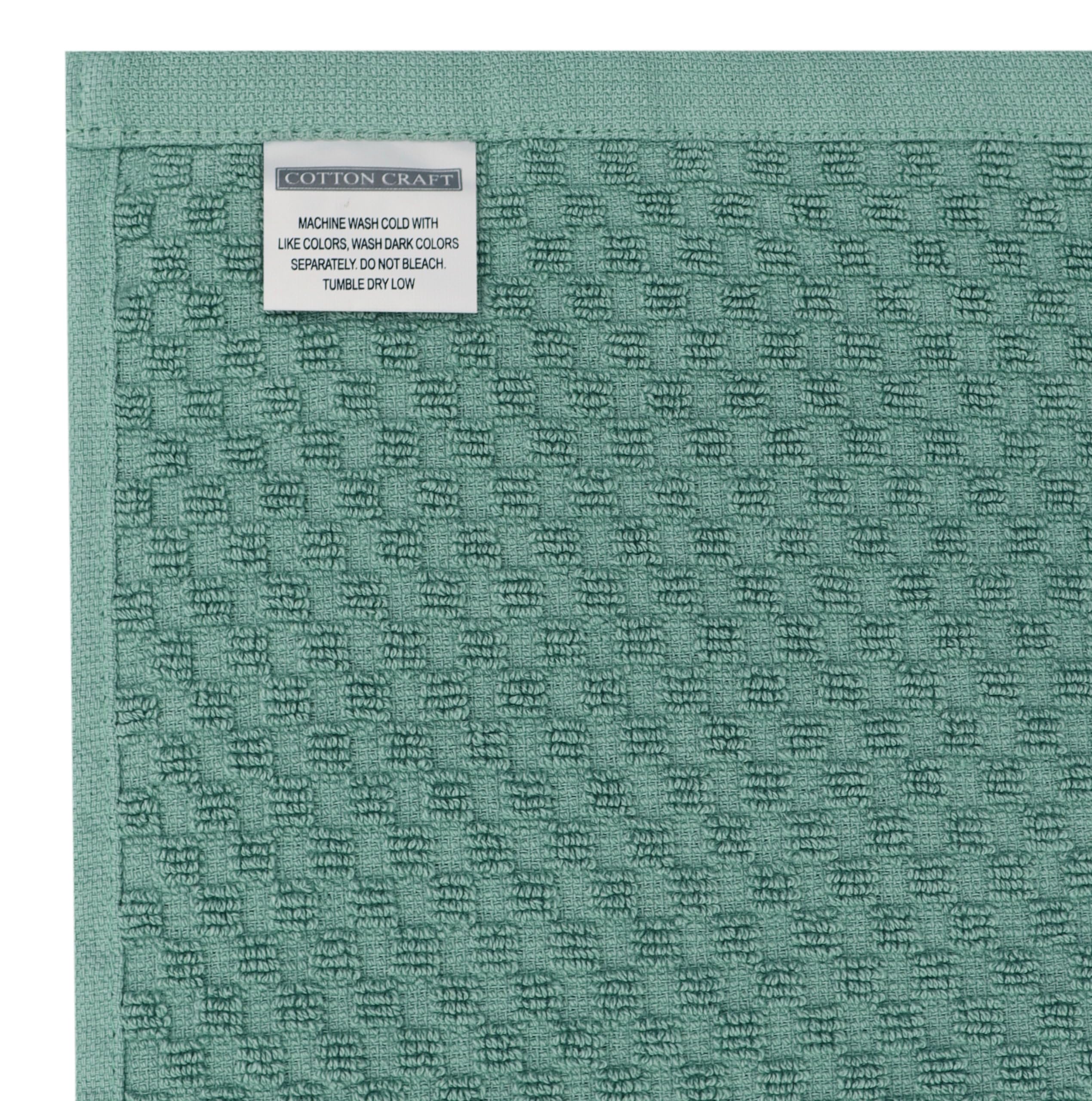 COTTON CRAFT Set di 8 strofinacci in spugna, 100% cotone, trama a nido d'ape, morbidi, assorbenti, ad asciugatura rapida, a basso contenuto di lanugine, riutilizzabili, 40,6 x 71 cm, bianco (seafoam)