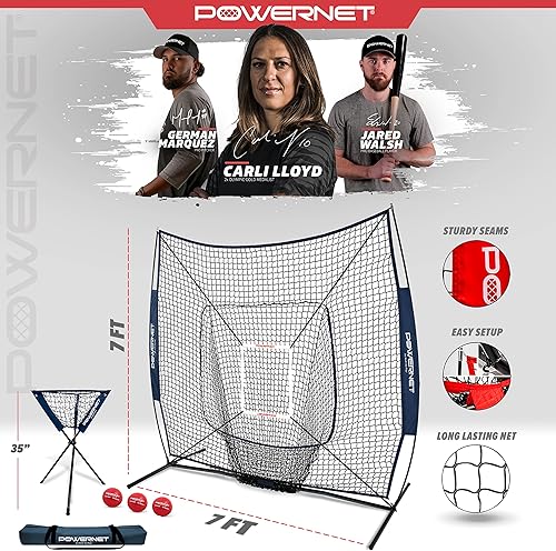Miniatura 2 de PowerNet DLX - Juego de 6 piezas para béisbol y sóftbol, paquete de red de práctica de 7 x 7 pulgadas con zona de golpe, organizador de pelota + 3