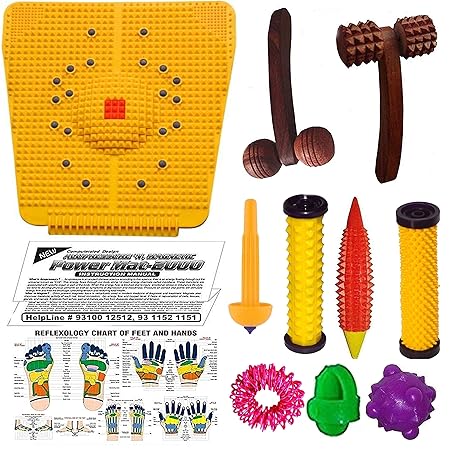 Escor Acupressure Magnetic n Pyramid Power Mat Kit for Pain Relief & Total Health Useful for Heel Knee Leg-Pain Sciatica Cramps Migraine Depression n Boost the Immune System ESC-01-YLO-02 (Multicolor)