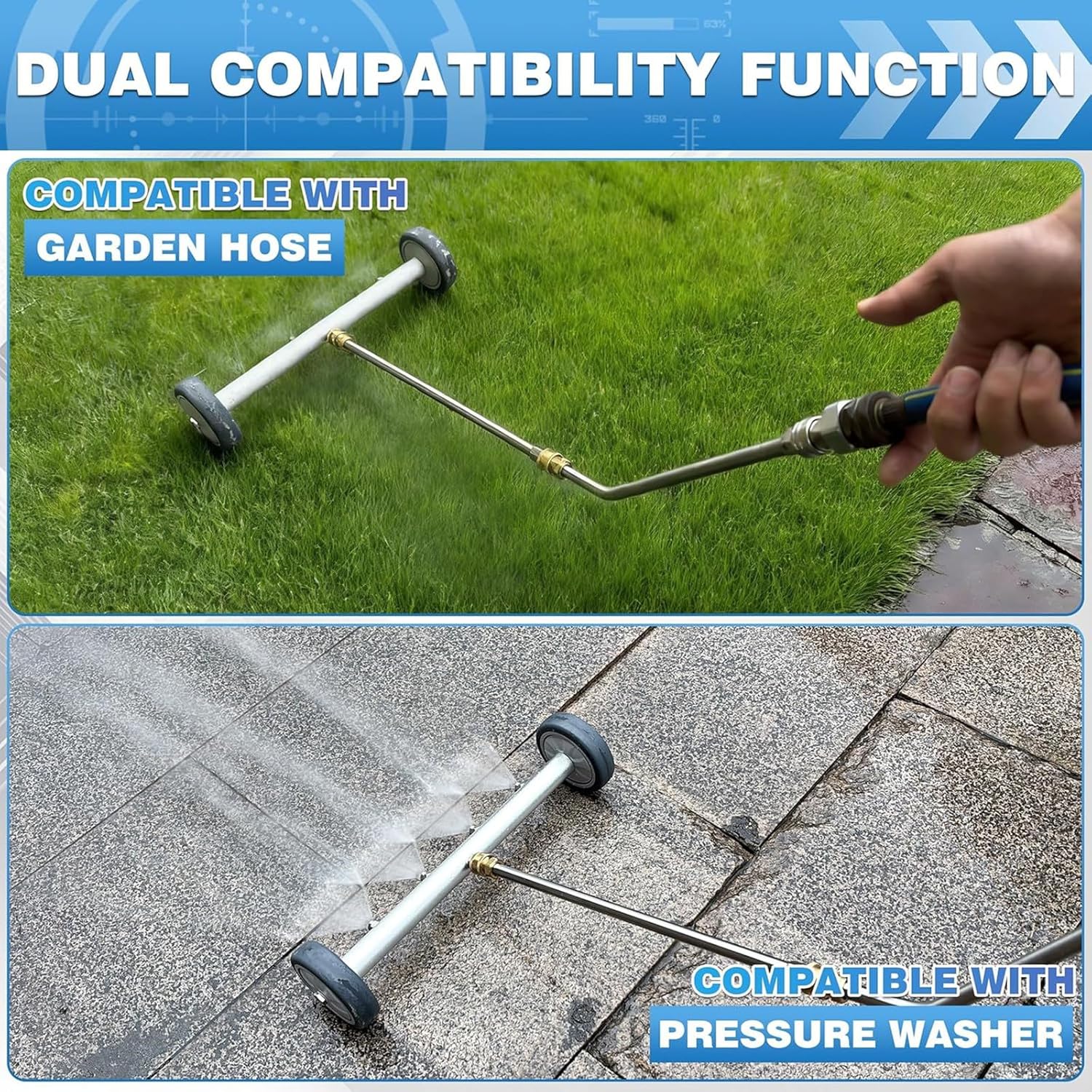 Stainless Steel Rotating Sprays Nozzle Water Broom Tool for High Pressure Washer and Garden Hose High Pressure Washer Chassis