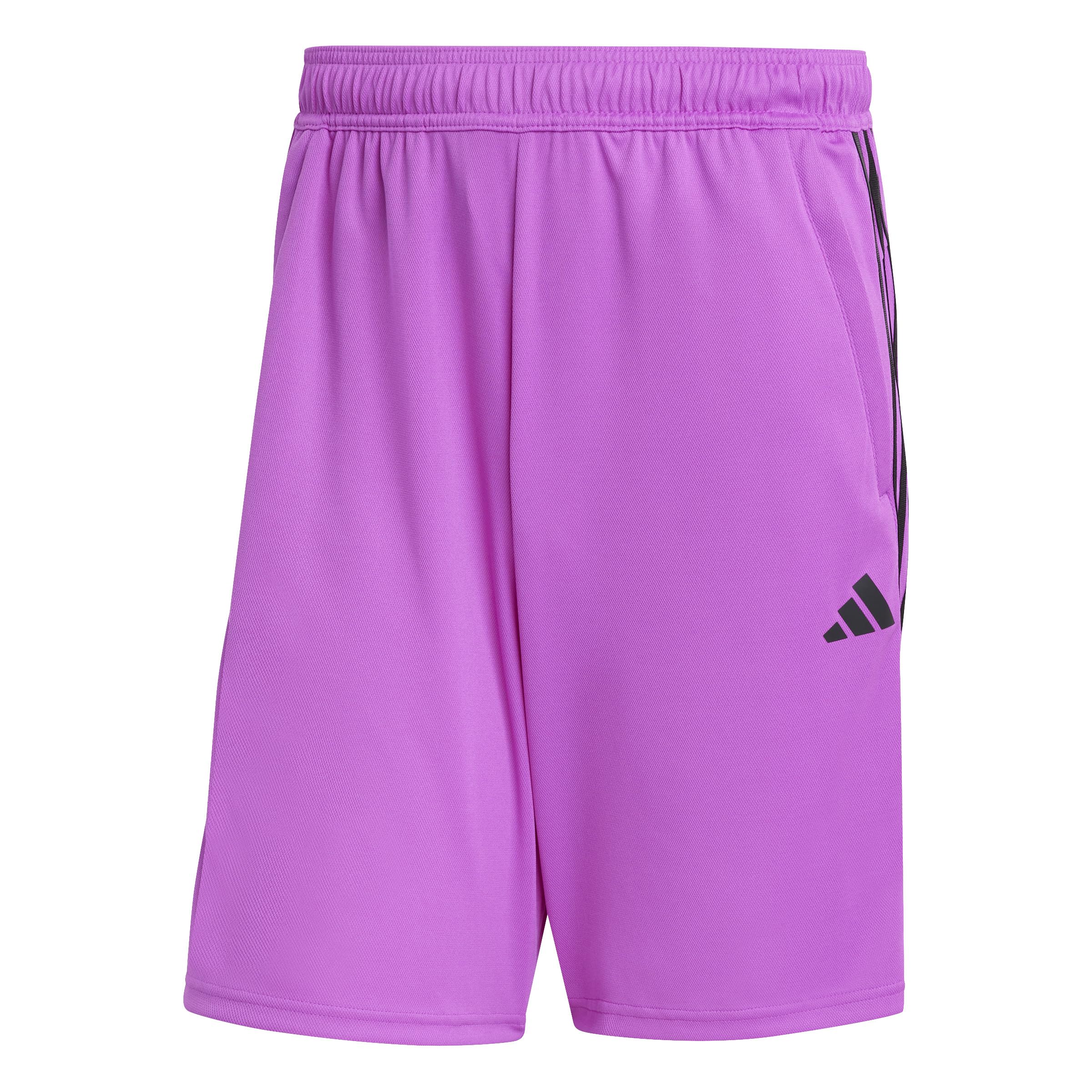 adidas Male Adult Shorts Train Essentials Pique 3-Stripes Training Shorts, Purple Burst/Black, M