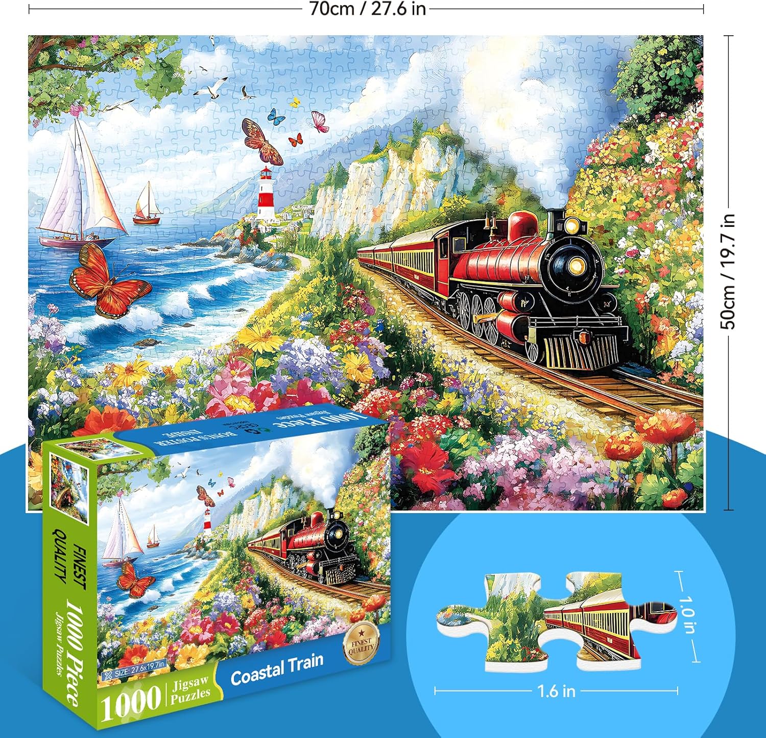 1000 Piece Puzzle for Adults Clearance, Spring & Summer Puzzles for Adults 1000 Pieces, Plant Beach Jigsaw Puzzles, Challenging Puzzle Perfect for Game Nights, Finished Size is 28 * 20 in