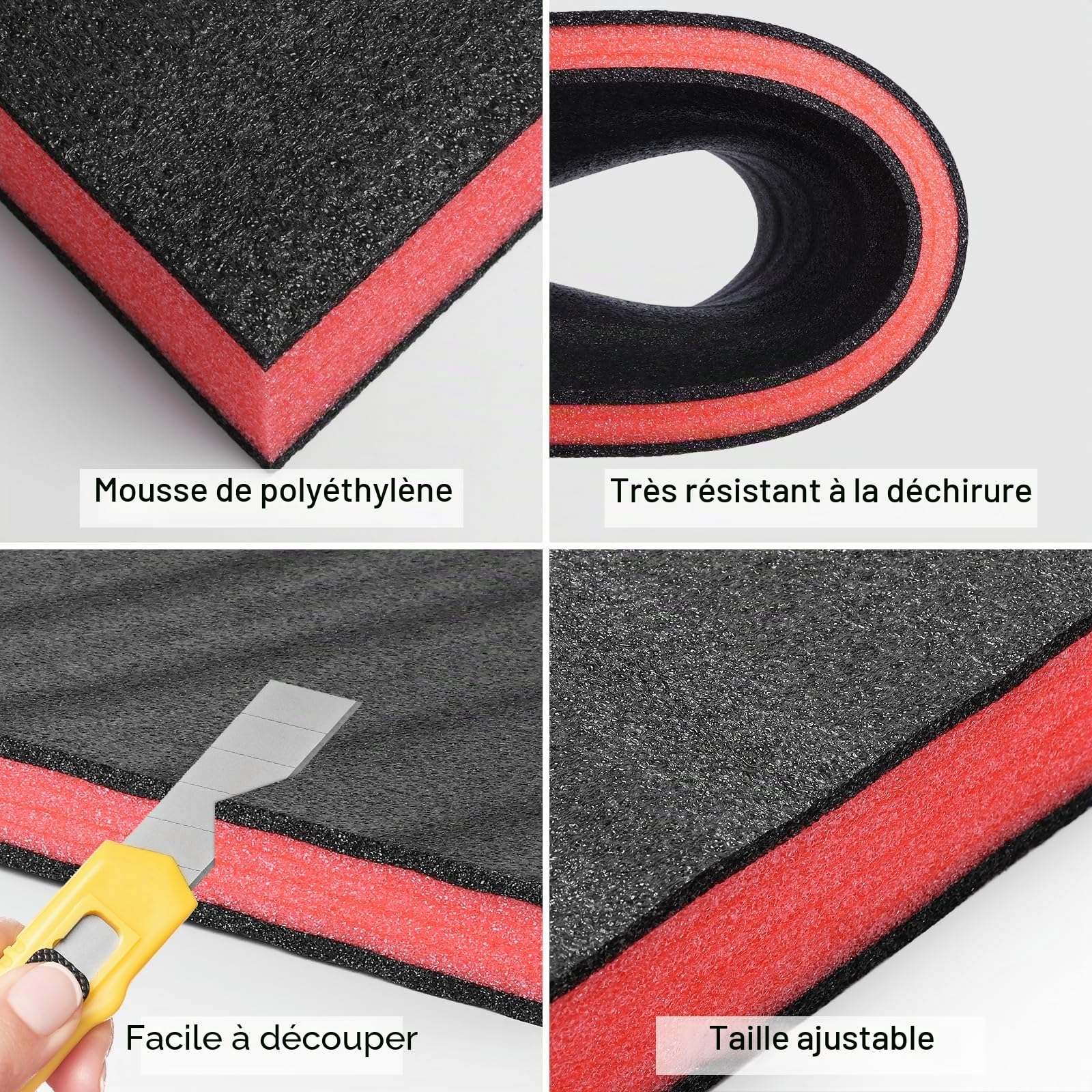 Storystore Feuille de mousse polyuréthane 3 pièces, 40 x 30 x 5 cm, inserts en mousse pour boîte à outils découpables, doublure pour boîte à outils, inserts pour boîtes à outils, organisateurs pour
