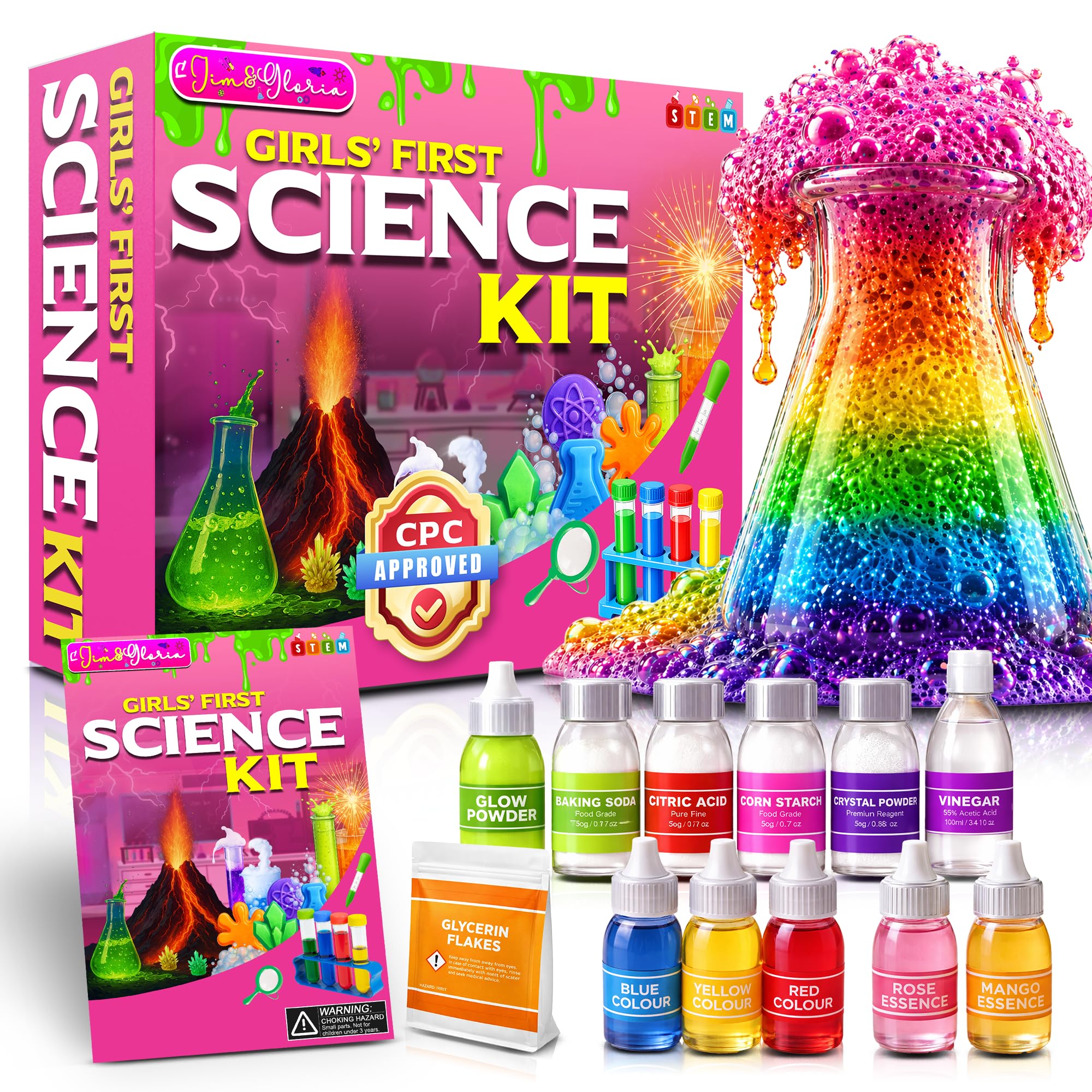 Science Kit for Kids, Science Experiments for Kids Ages 5-7 & 8-12, STEM Educational Toy, Chemistry Set with Volcano Experiments, Birthday Gift for Boys & Girls, Hands-On Learning Activity