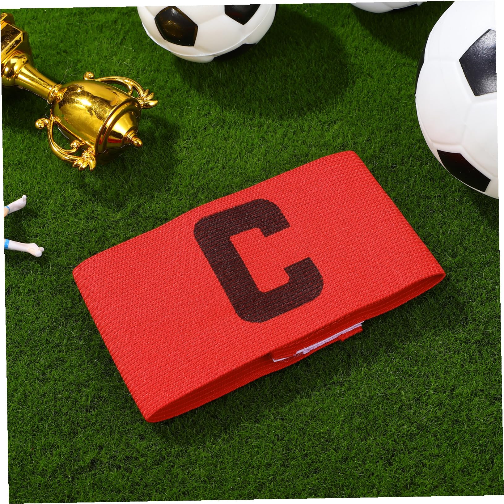Mikikit Fascia da Capitano Design Antiscivolo in Dacron Calcio Rossa Regolabile per Festa Mondiale e Sport di Squadra come Football
