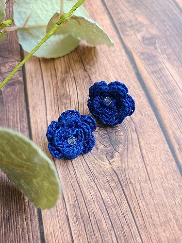 Miniatura 5 de Aretes de rosa para mujer, aretes de flor de moda con cristal de cuarzo transparente Blue
