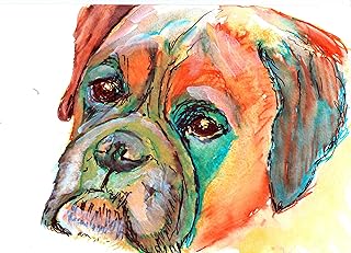 Boxer Dog Art, Boxer Dog Gift, Colorful Brindle Boxer Dog Art, Gift For Boxer Dog Owner, Boxer Mom Art, Dog Abstract Painting, Modern Boxer Dog Painting by Oscar Jetson