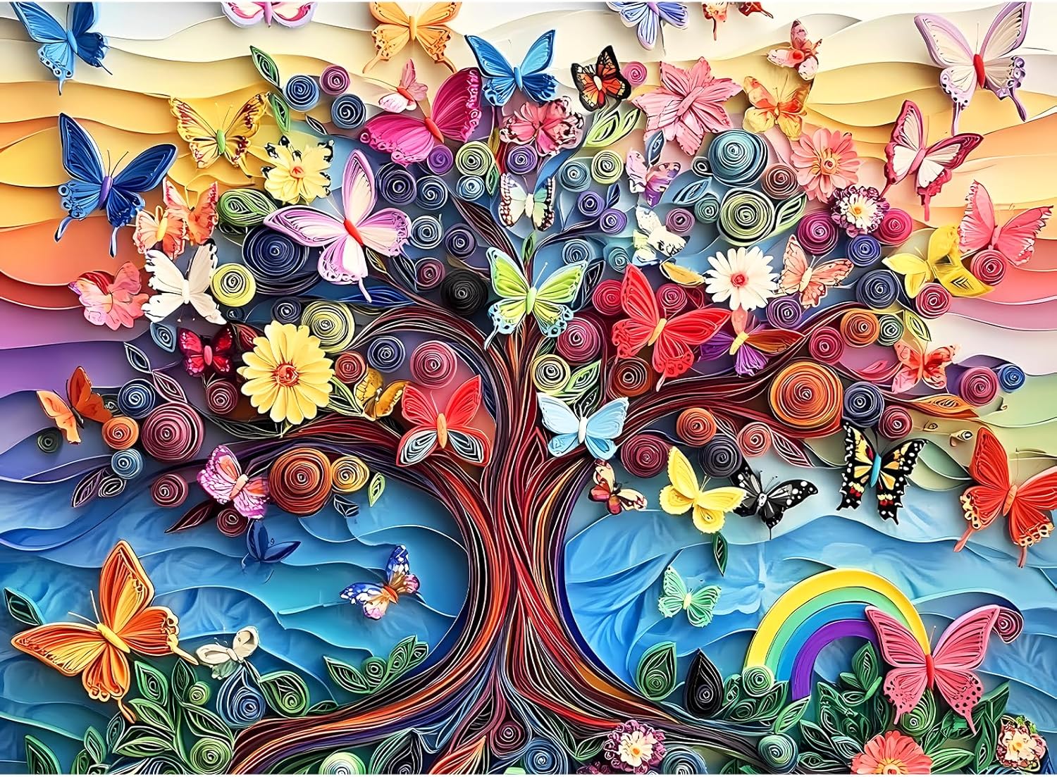 Jigsaw Puzzles 300 Pieces for Adults,Butterfly Puzzle 300 Piece Puzzle for Adults,Recycled Cardboard Puzzles for Adults Kids,Tree Jigsaw Puzzle Games Family Activity Great Gift