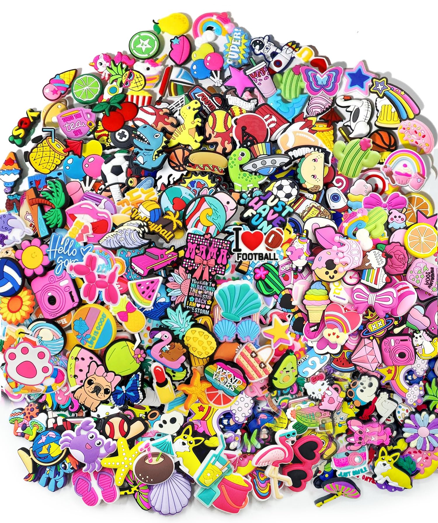 Fancharms 30/1000Piece Premium Charm Collection - Mix & Match Fun for Every Style, No Duplicates,Universal Fit, Easy Install for Sneakers, Sandals &