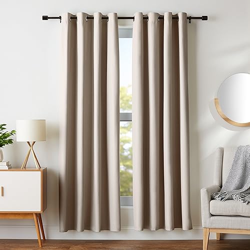 Miniatura 17 de Cortinas opacas para oscurecer la habitación, con aislamiento térmico y ojales, para sala de estar, bunglow (2 paneles, negro, 72 x 45 pulgadas)