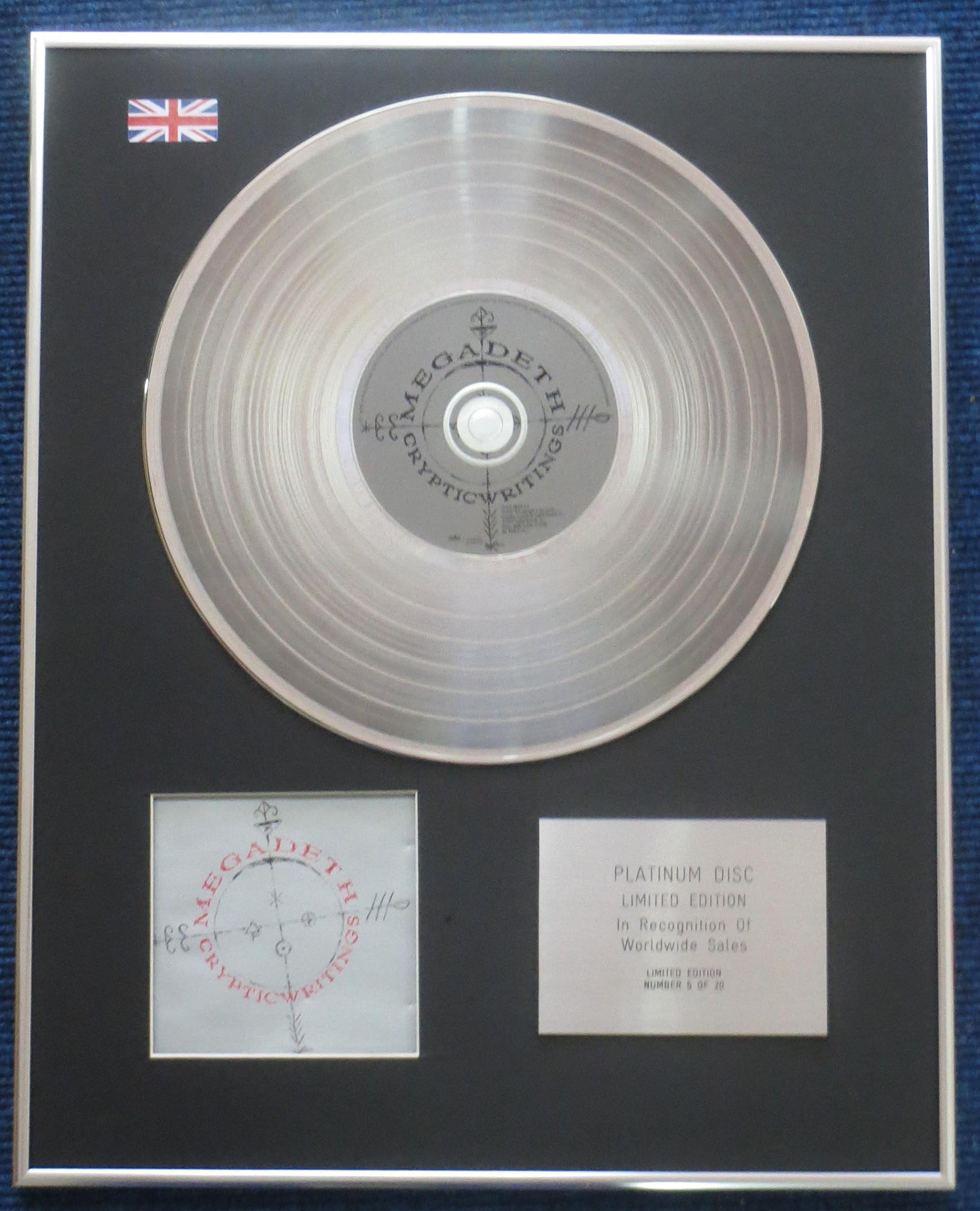 Megadeth - Limited Edition CD Platinum LP Disc - Cryptic Writings