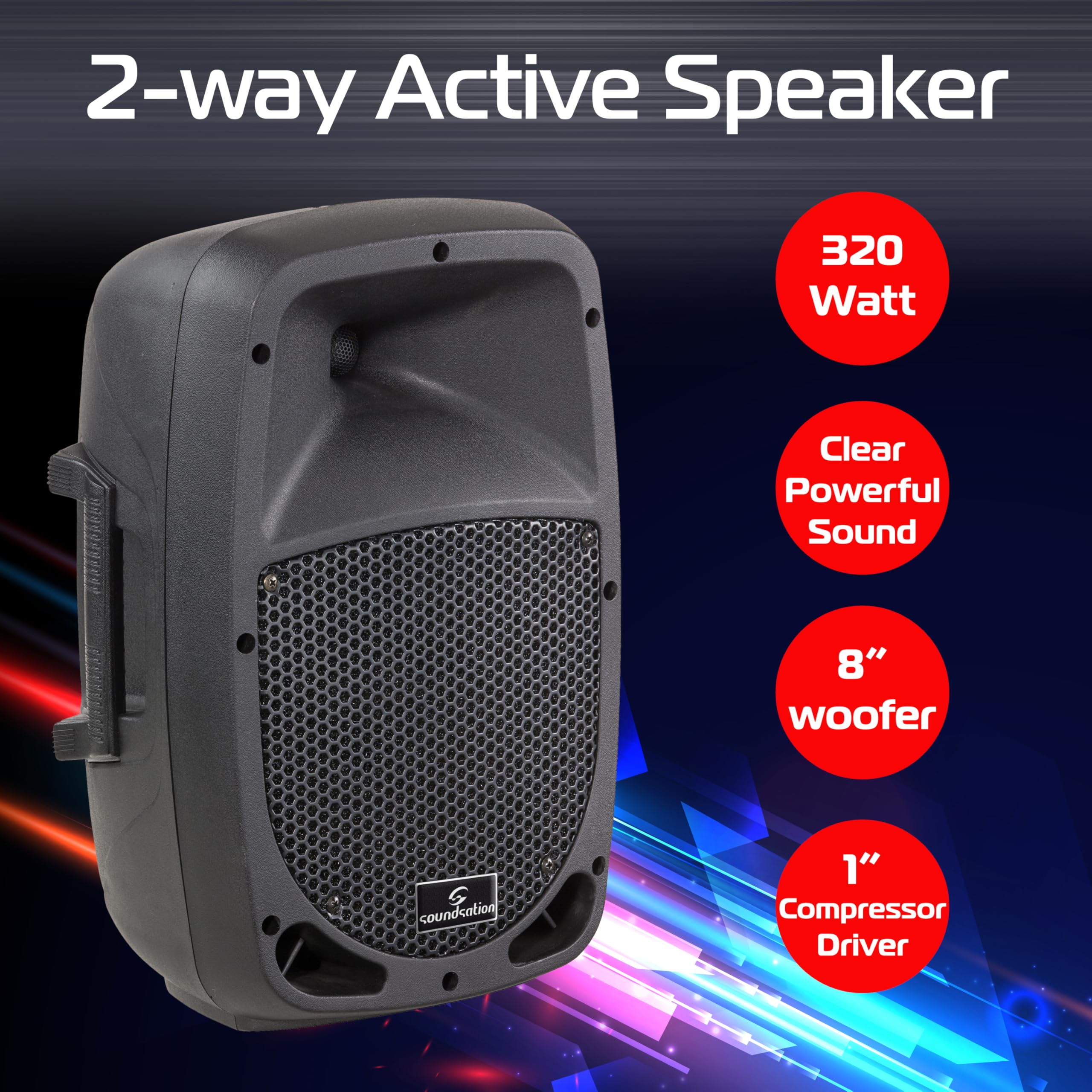 Soundstation - Go-Sound 8A - diffusore attivo/amplificato da 320 watt, nero