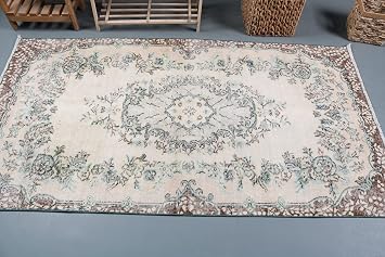 Area Carpet, Vintage Rug, Turkish Rug, Antique Carpet, 43x80 inches Beige Rug, Tribal Bedroom Rugs, Handmade Floor Carpet, 6101