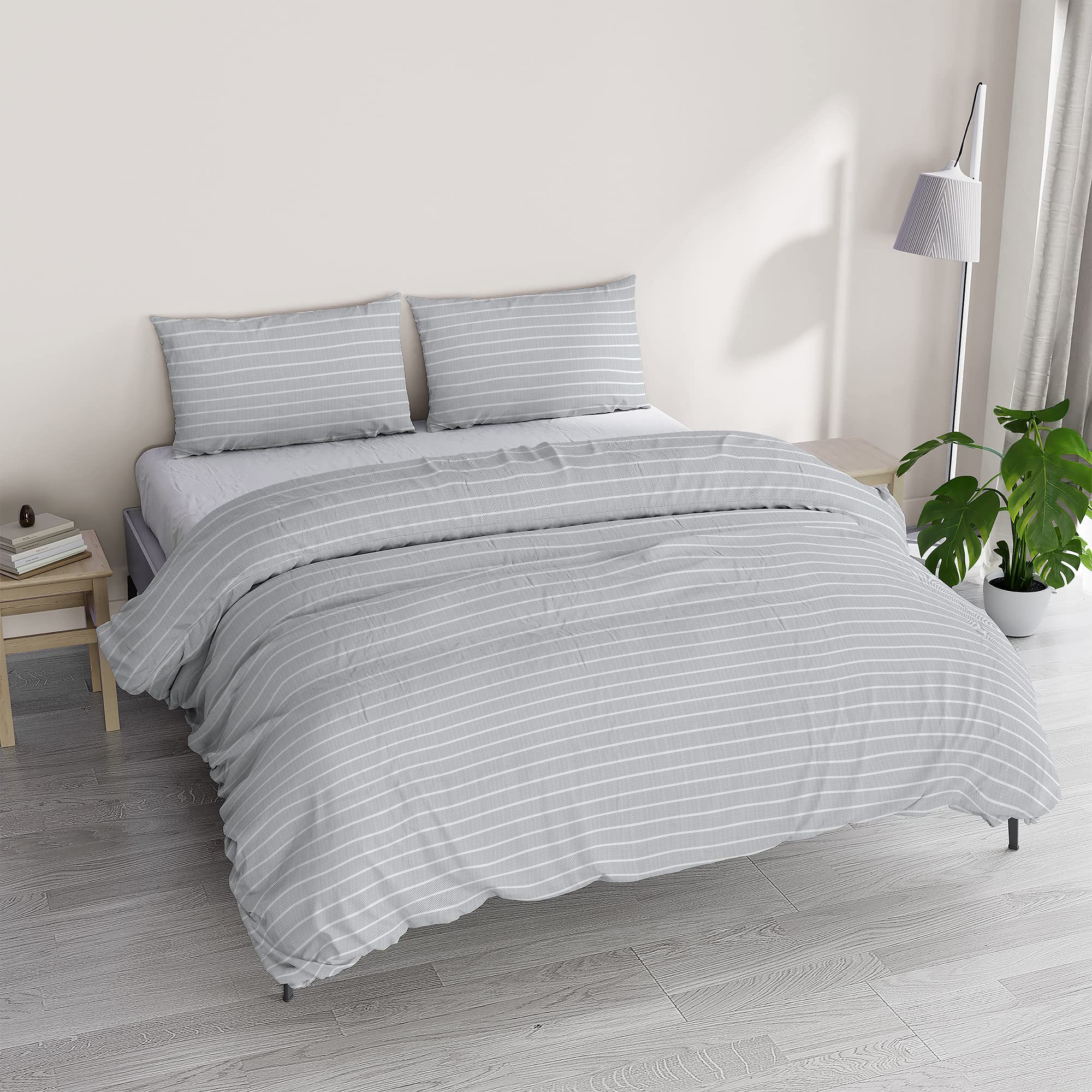 Athena Duvet Cover Set, Made in Italy, Double Clara Grey