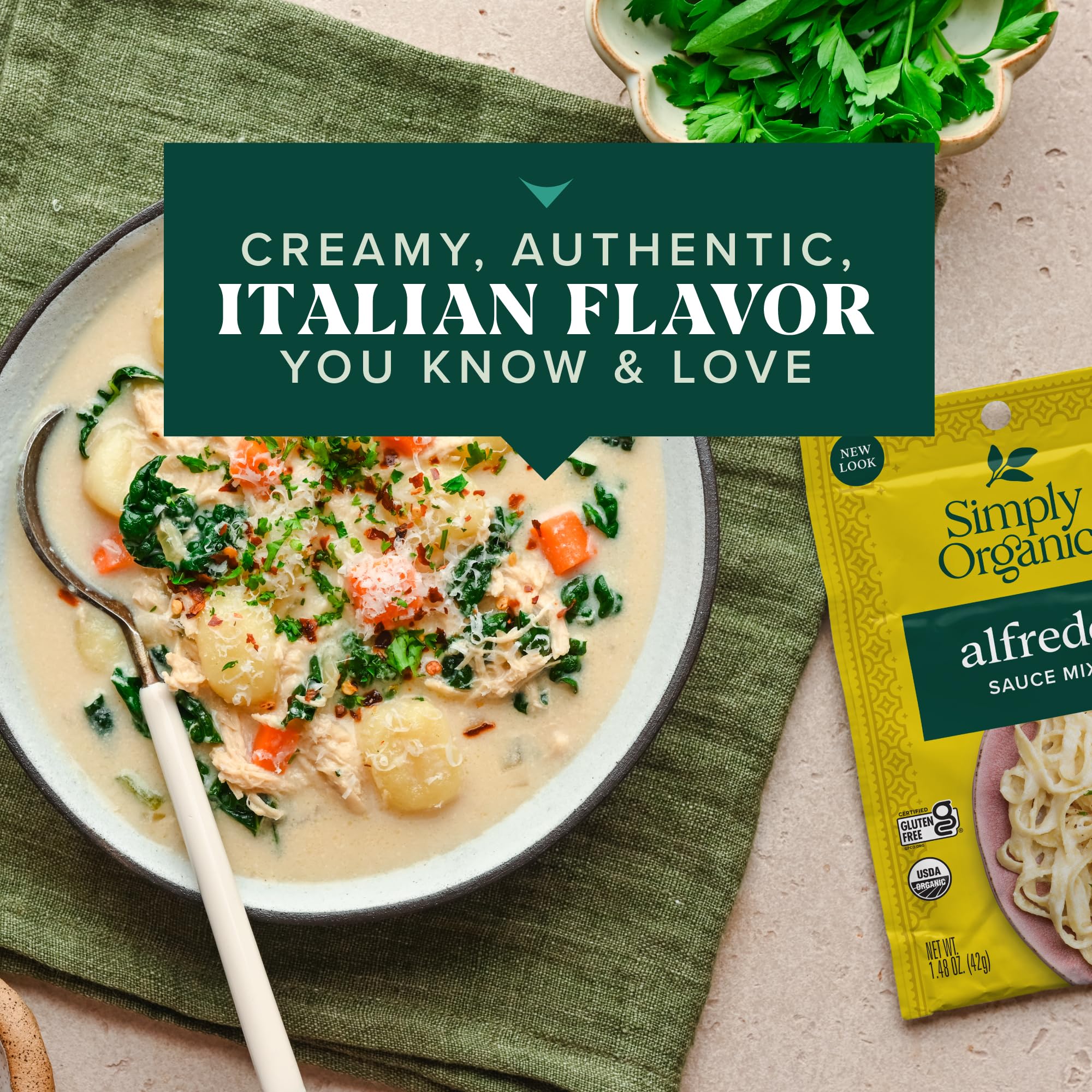 Simply Organic Alfredo Sauce Mix, Certified Organic, Kosher, Mixes Italian | 1.48 Ounce (Pack of 1) thumbnail 8