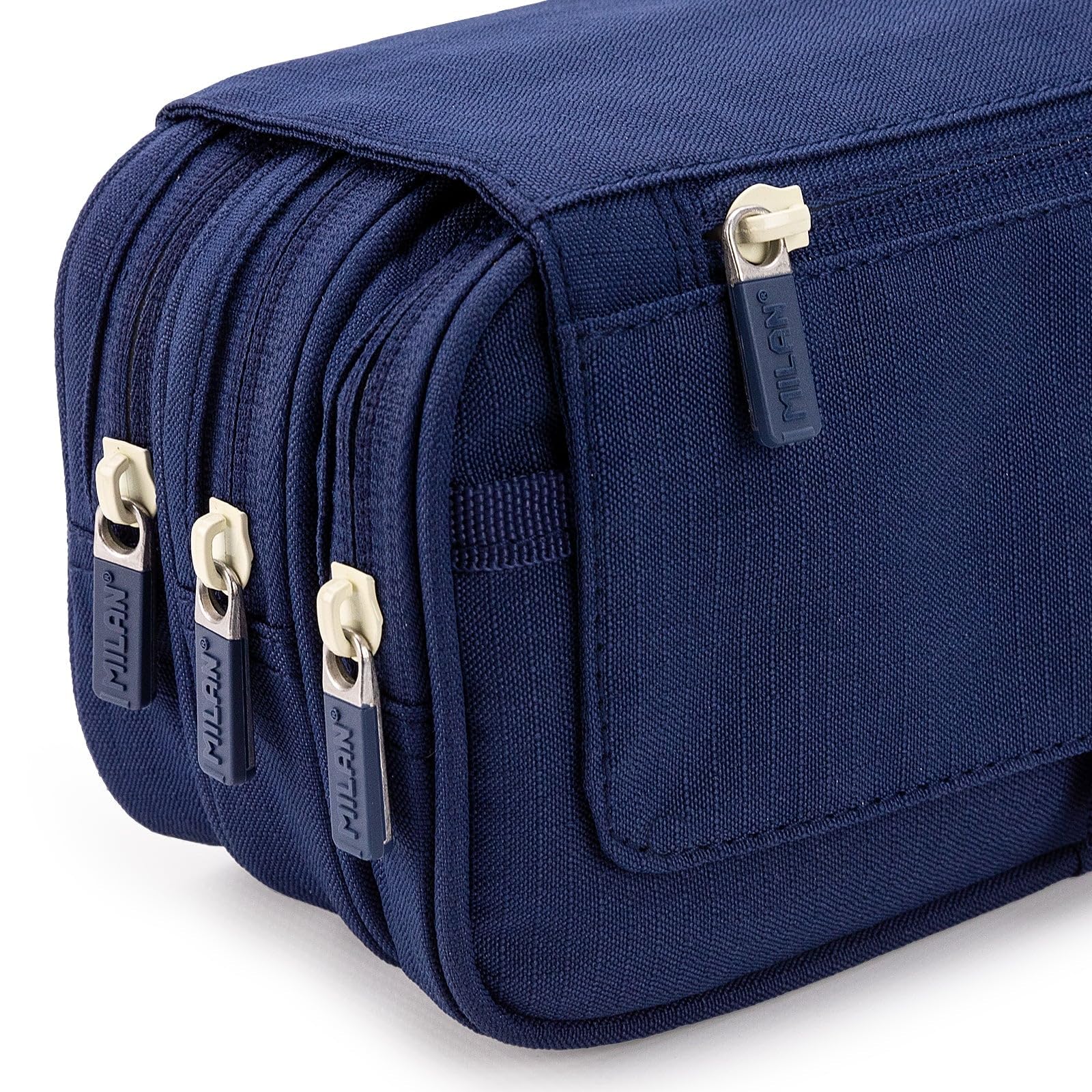 ColePack Eco - Lote de Estuche Portatodo Triple con 3 Cremalleras y Material Escolar de Primeras Marcas Incluido (Eco Azul)