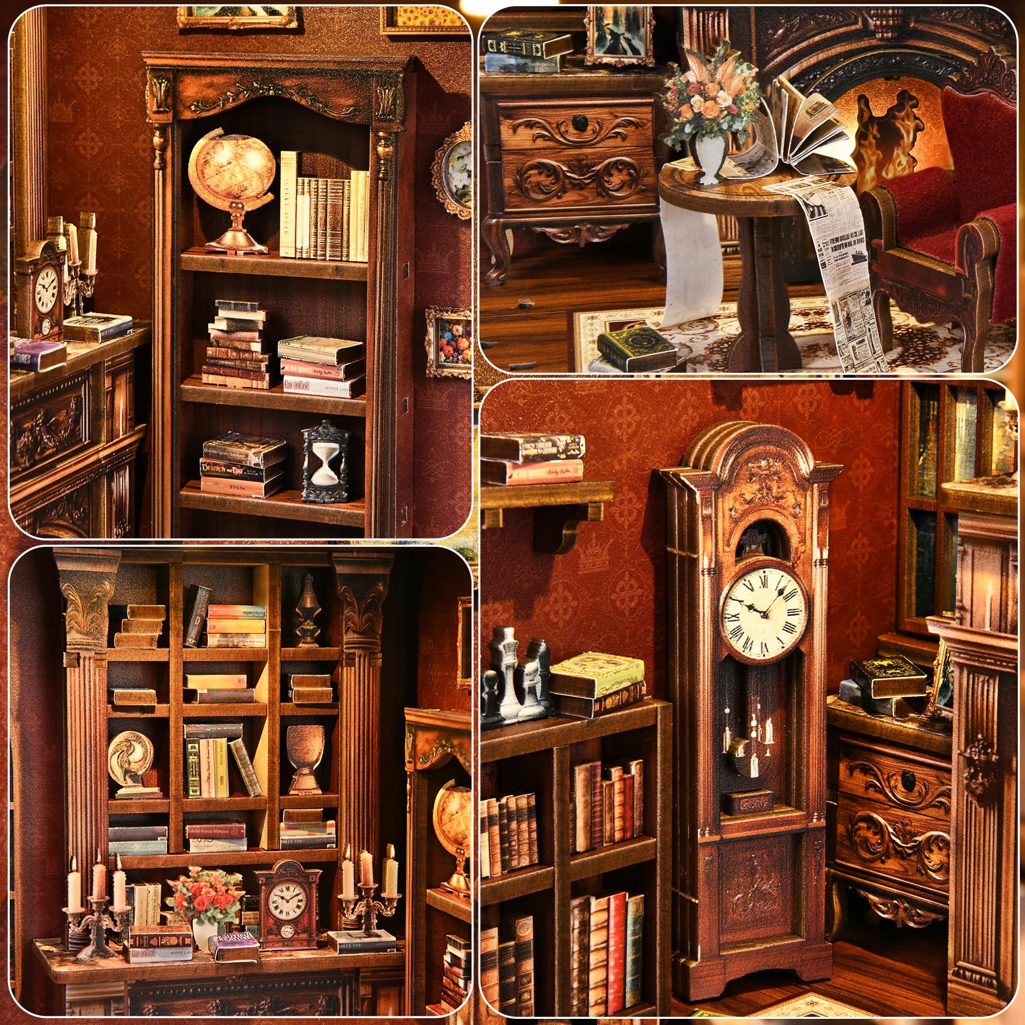 Kit Book Nook pour Adultes: LUMYCE Puzzle 3D en Bois avec poussière et lumière LED - Maquette Déco et Architecture pour Les Amoureux des Livres créatifs