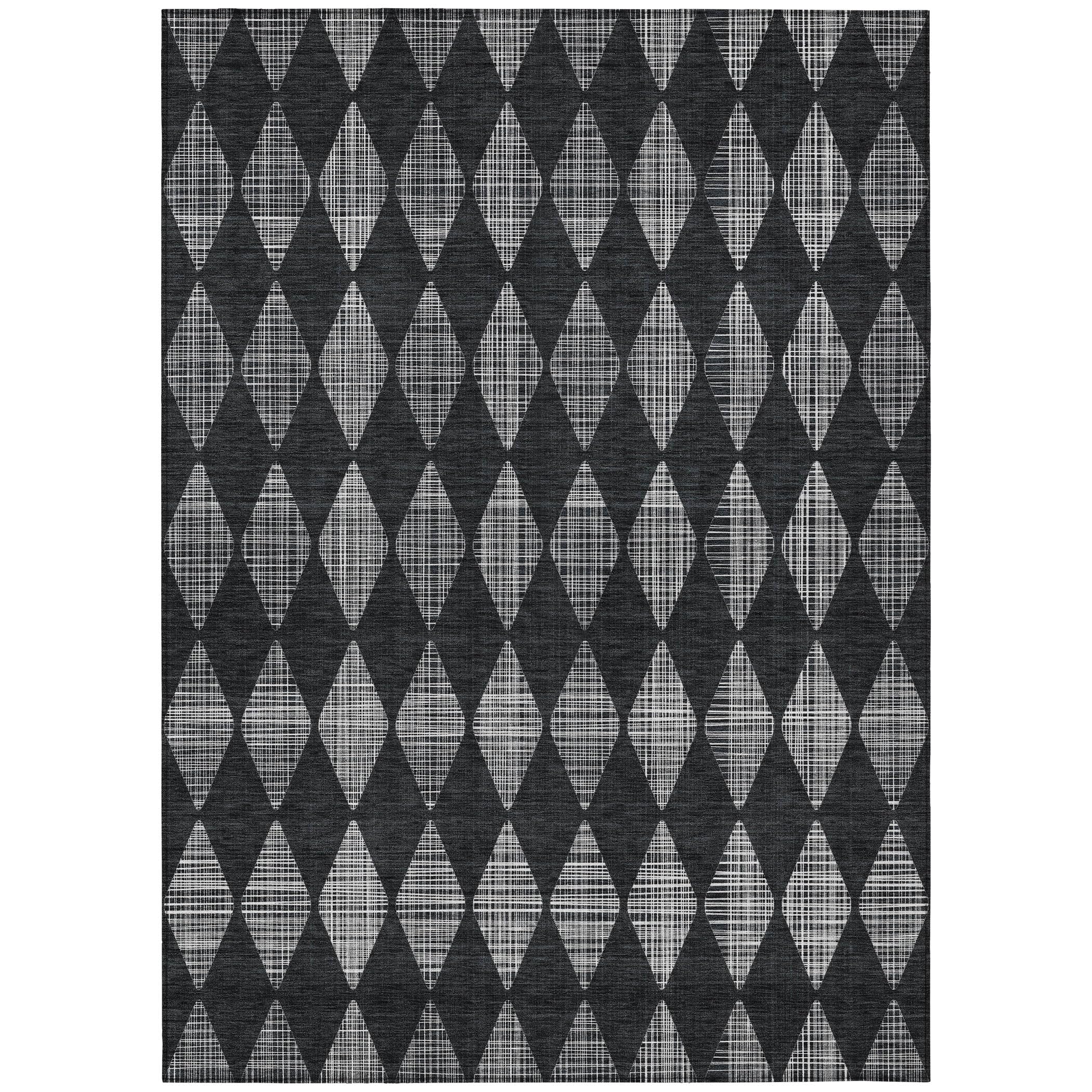 Addison Rugs Chantille ACN578 Charcoal 2'6" x 3'10" Indoor Outdoor Area Rug, Easy Clean, Machine Washable, Non Shedding, Bedroom, Living Room, Dining