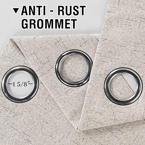 Miniatura 6 de Cortinas opacas de lino de 108 pulgadas de largo, 100% opacas, con aislamiento térmico, con textura de lino, ojales antioxidantes, ahorro de energía