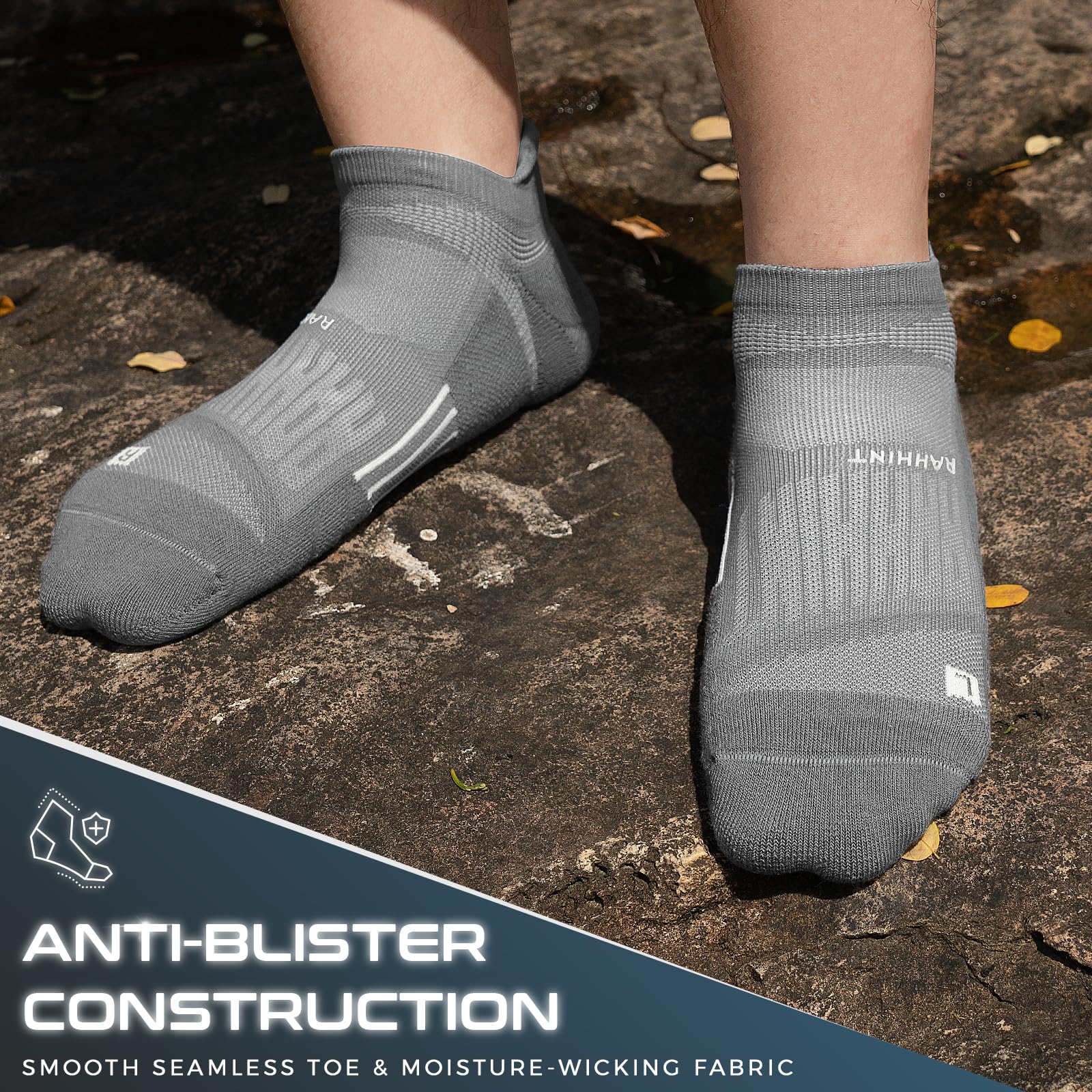 Rahhint Coolmax Compressione 3 Paia Corti Calze Running per Uomo e Donna, Anti-Vesciche, Calze Sportivi Uomo Donna, rinforzati tallone e punta, Umidità e Traspirazione