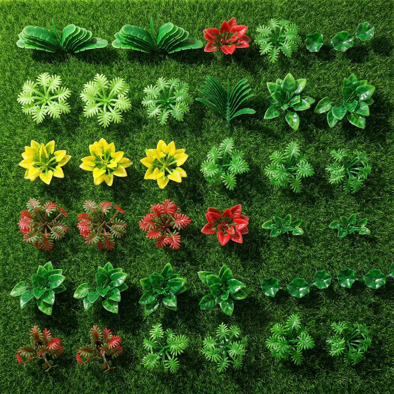 Grevosea 100 Pcs Miniature Plants, Mini Model Trees Plastic Miniature Flowers Artificial Plants for DIY Crafts Garden Scenery Railway Sand Architecture Building Diorama Supplies