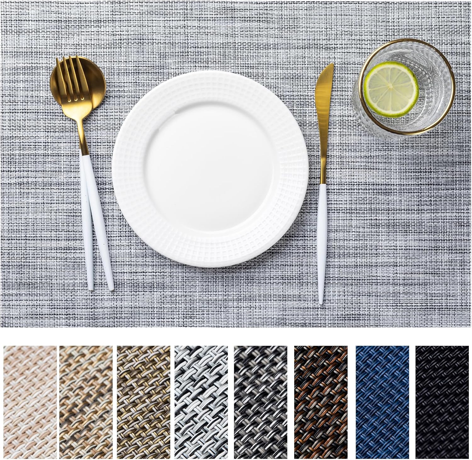 LEXMORE Placemats Set of 4 Vinyl/Plastic Woven Place Mats