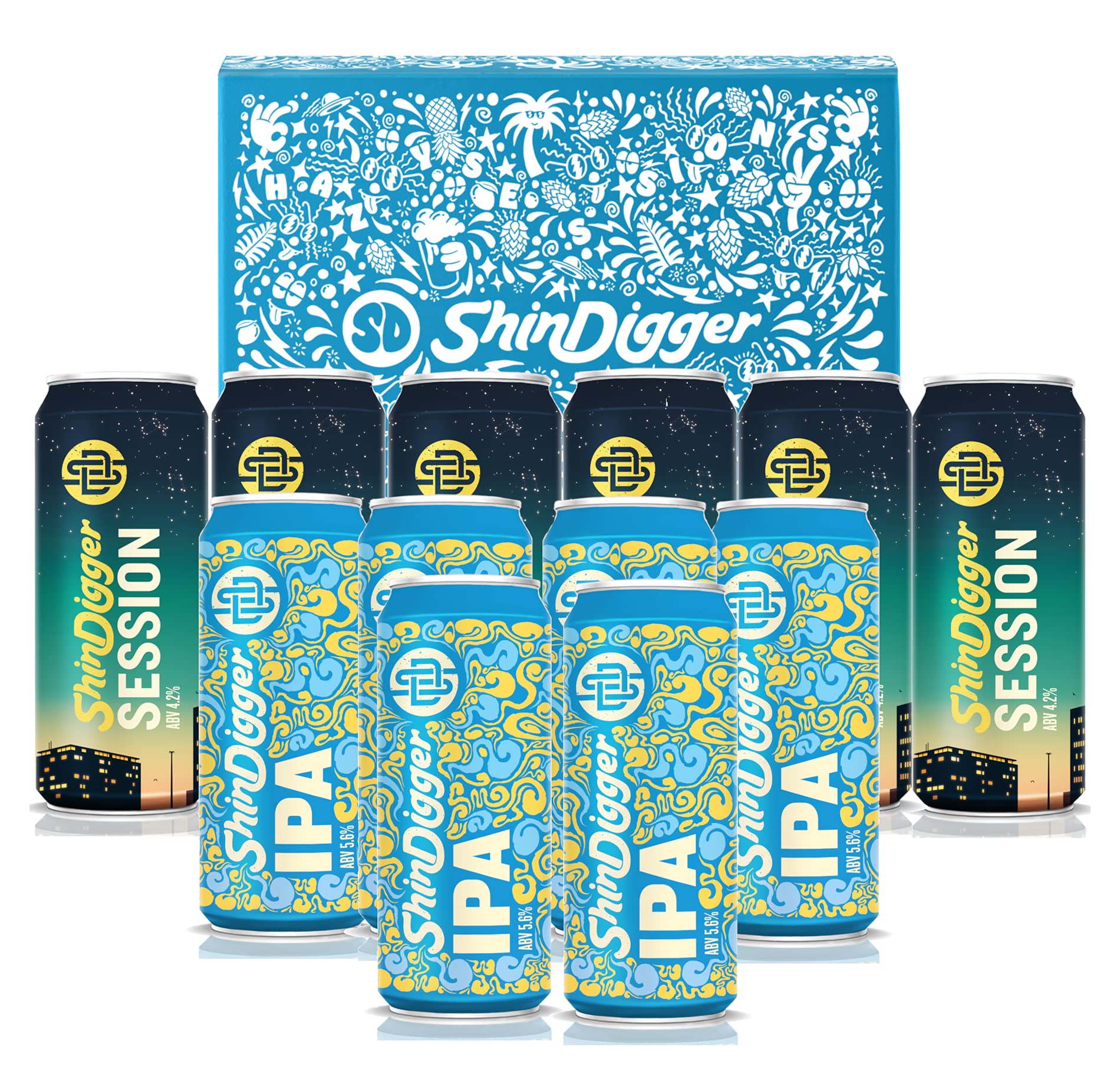 ShinDigger – IPA Beer Selection Pack, 12 x 440ml Cans, Craft Beer Variety Case Gift Set, Vegan