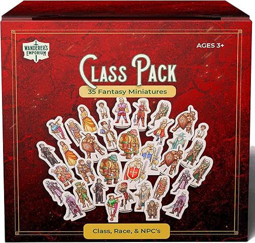 Minis planos duros para miniaturas DND con bases  Juego de iniciación de mazmorras y dragones a escala de 1.102 in a 1.260 in (paquete de clase, 35,