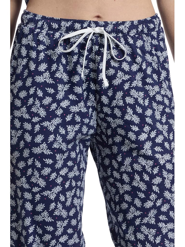 Blue Karen Neuburger Petite Jolly & Bright Long Sleeve Notch Top & Long Pants Set