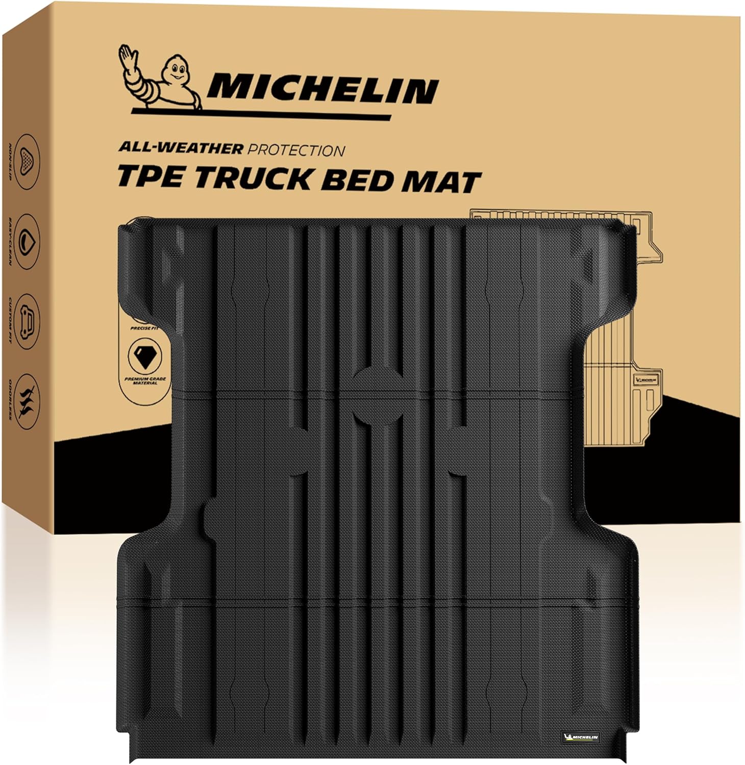 Michelin Truck Bed Mat for 2004-2026 Nissan Titan - 5.5 FT Short Bed (Won't Fit Equipped Truck Bed Storage), All-Weather Truck Bed Liner, Custom Fit, Durable TPE, Bedliner, Non-Slip