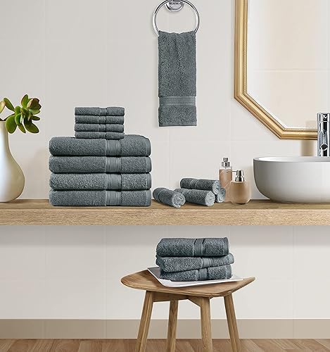 Miniatura 3 de Chateau Home - Juego de 16 toallas de baño para Acción de Gracias, color gris, juego de toallas 100% algodón, toallas de baño de lujo, toallas